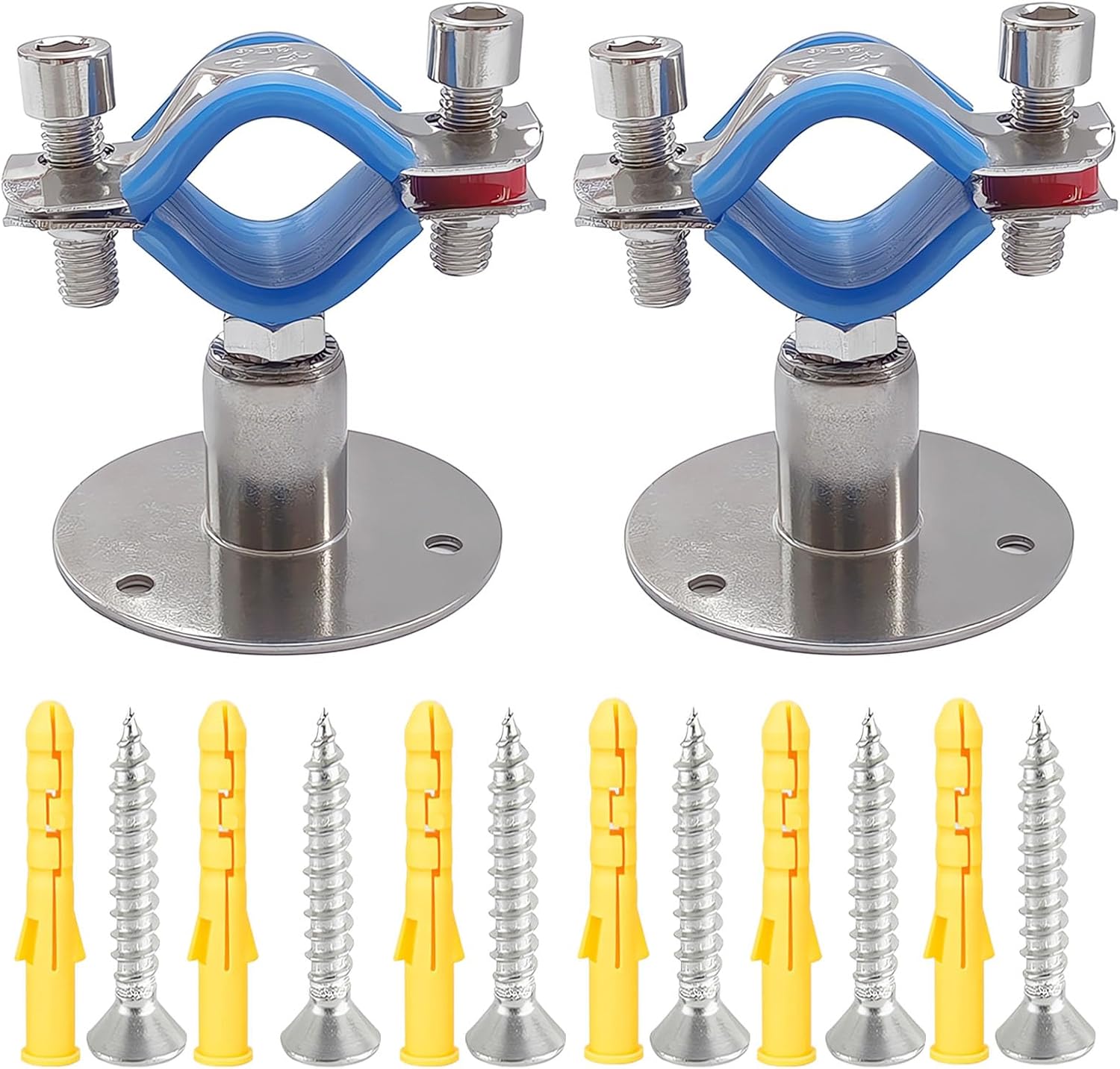 2 tubos de montaje en pared para montaje en techo, tubos de acero inoxidable 304, soporta separación de tuberías, altura ajustable de 30-60 mm