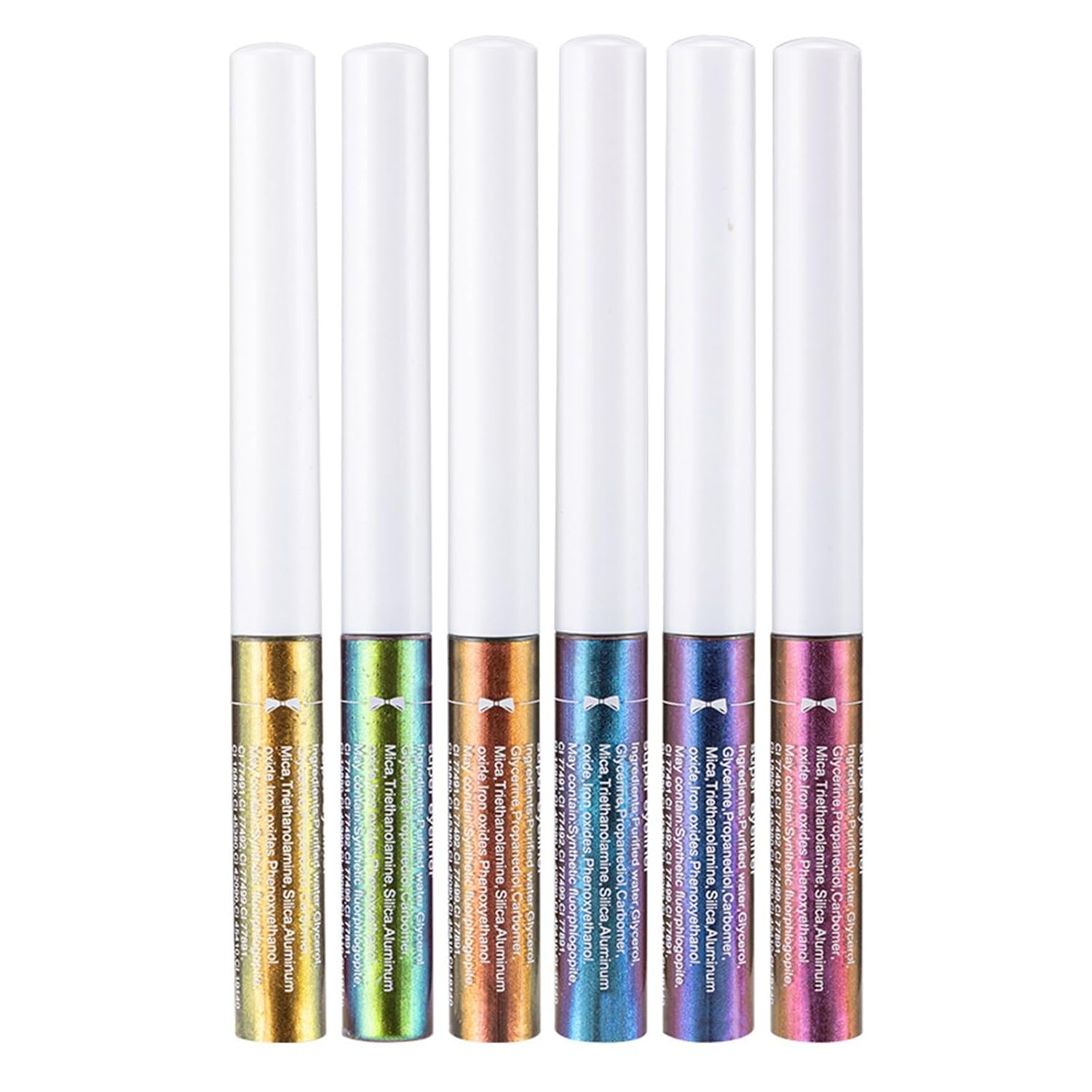 Delineador de ojos vegano 6 piezas de delineador líquido óptico 6 juegos de delineador de ojos líquido que cambia la luz de la etapa de color