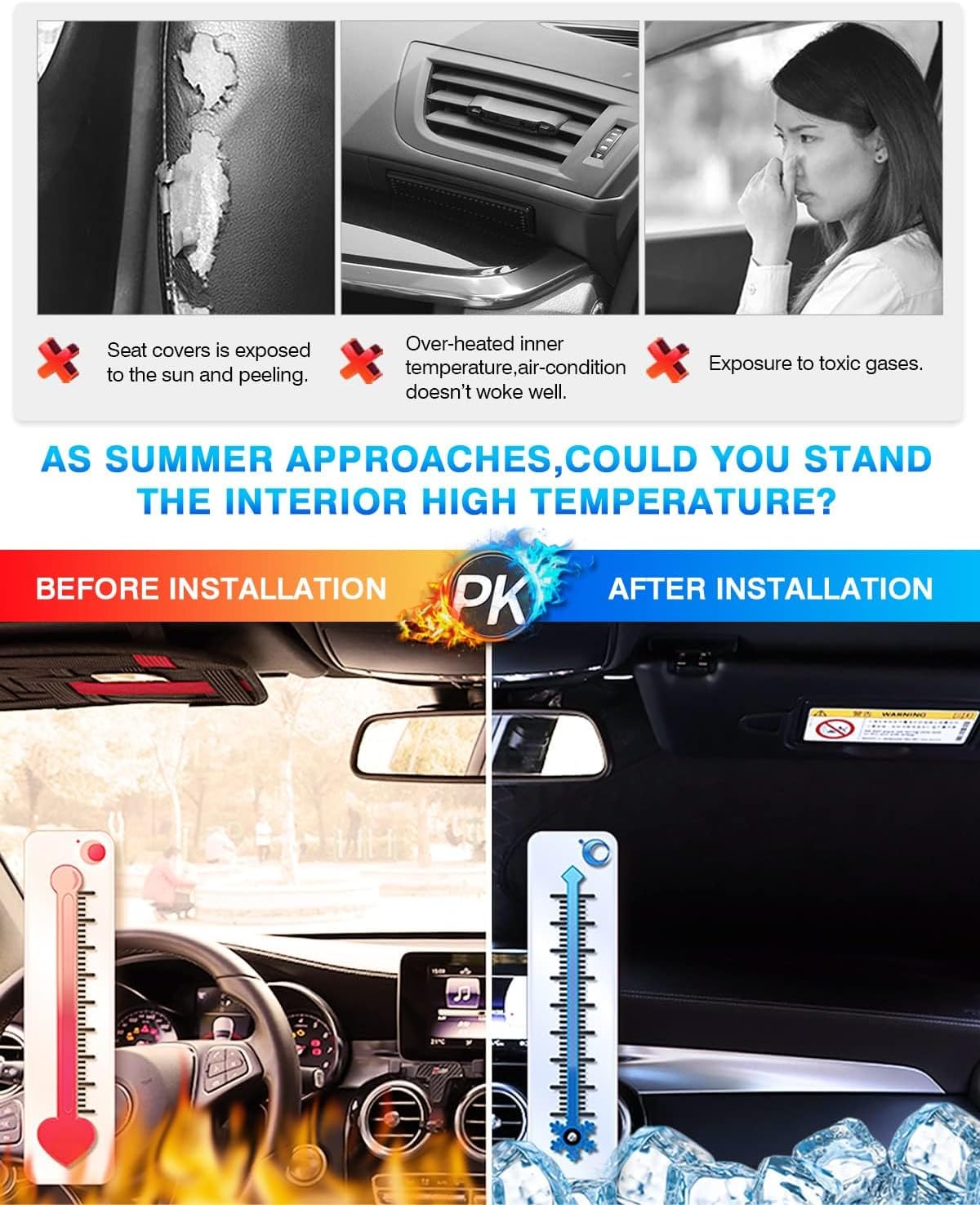 KUST Parasol para parabrisas para Toyota Crown 2023 2024, accesorios para ventana, protector de visera solar, plegable, bloquea los rayos UV,