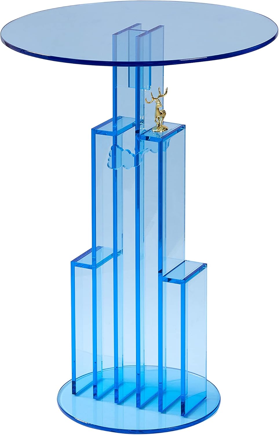 Mesa auxiliar de acrílico de color azul,Muebles de mesa de pedstal,Mesa de muebles de color azul claro,Mesa de moda moderna