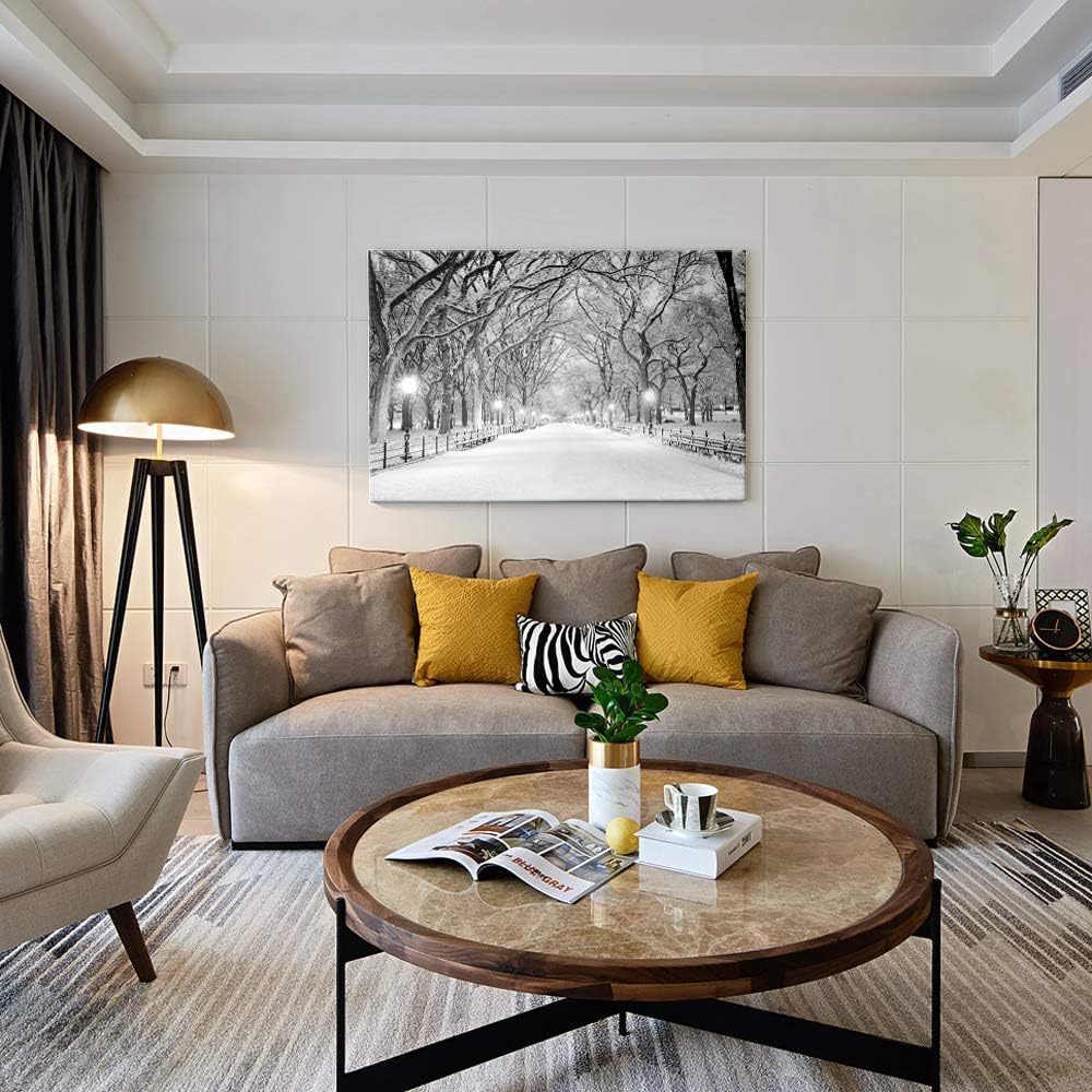 SEVEN WALL ARTS Hermoso lienzo de invierno para pared, paisaje, árboles nevados, parque central, lienzo, moderno, fresco, cuadros de pared,