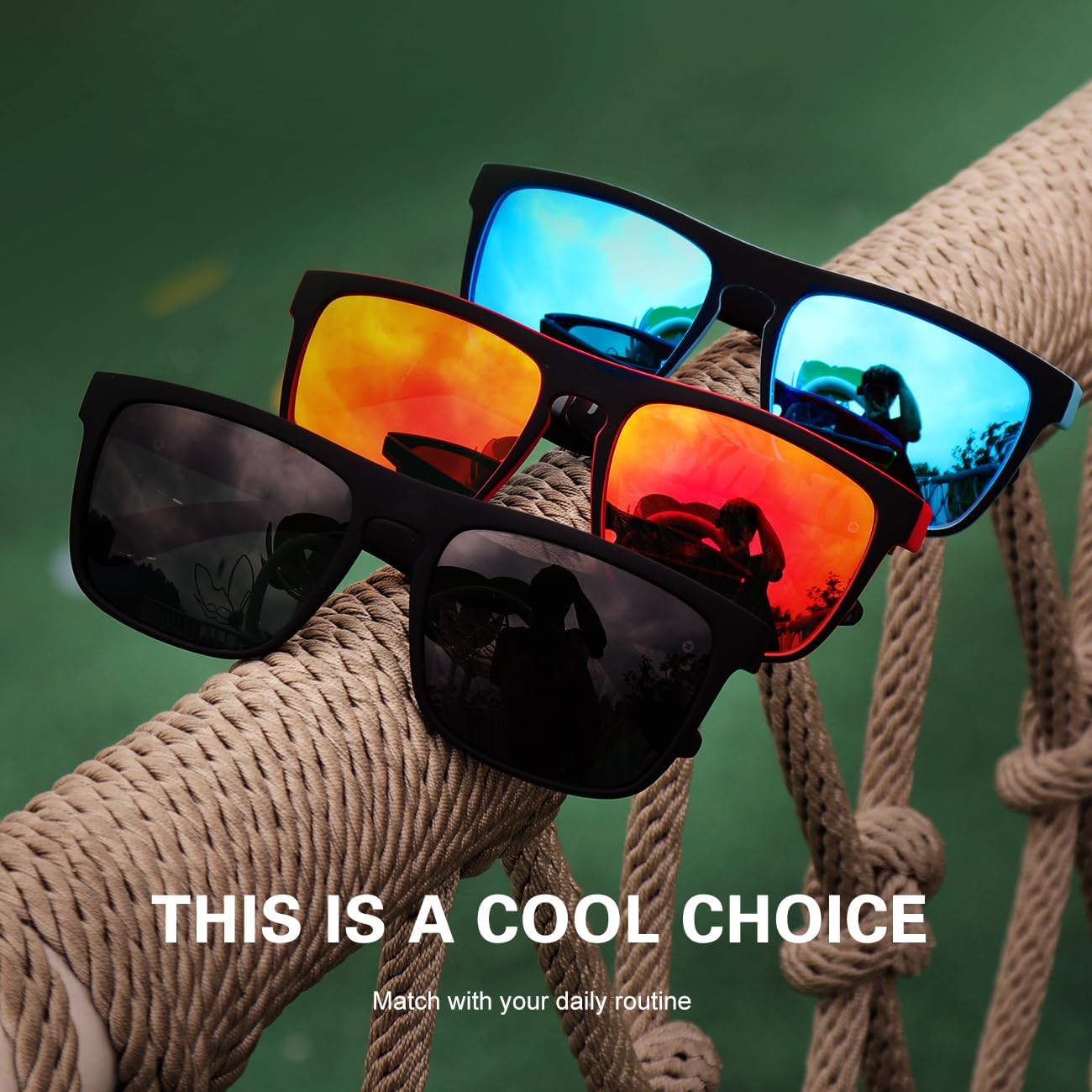 Lentes de sol polarizados para hombres y mujeres, para conducir, deportes, senderismo, gafas de sol, montura cuadrada clásica, protección UV400