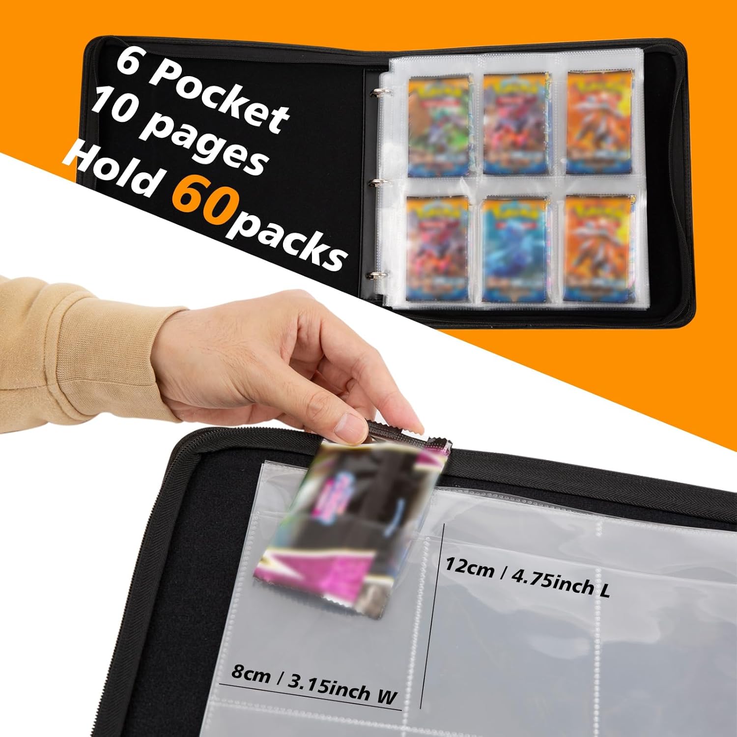 Ampleer Carpeta de almacenamiento Booster Pack, 6 fundas de bolsillo con capacidad para 60 paquetes de tarjetas selladas para TCG MTG Display