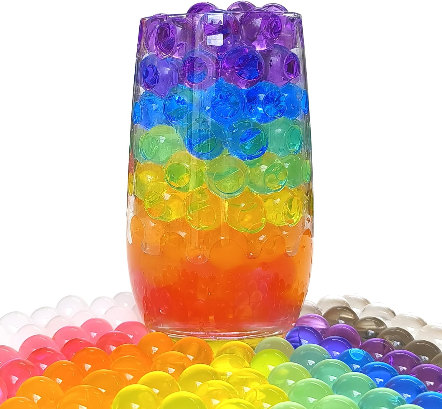 GLBYUNN Paquete de 10 cuentas de gel de agua para jarrones, cuentas de relleno de jarrón de agua arcoíris, cuentas de gel de agua de gelatina para