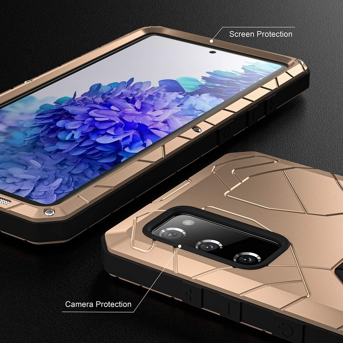 Carcasa Feitenn de metal para Samsung S20 FE 5G, carcasa robusta para Galaxy S20 FE 5G, funda rígida tipo escudo militar con antigolpes, a prueba de