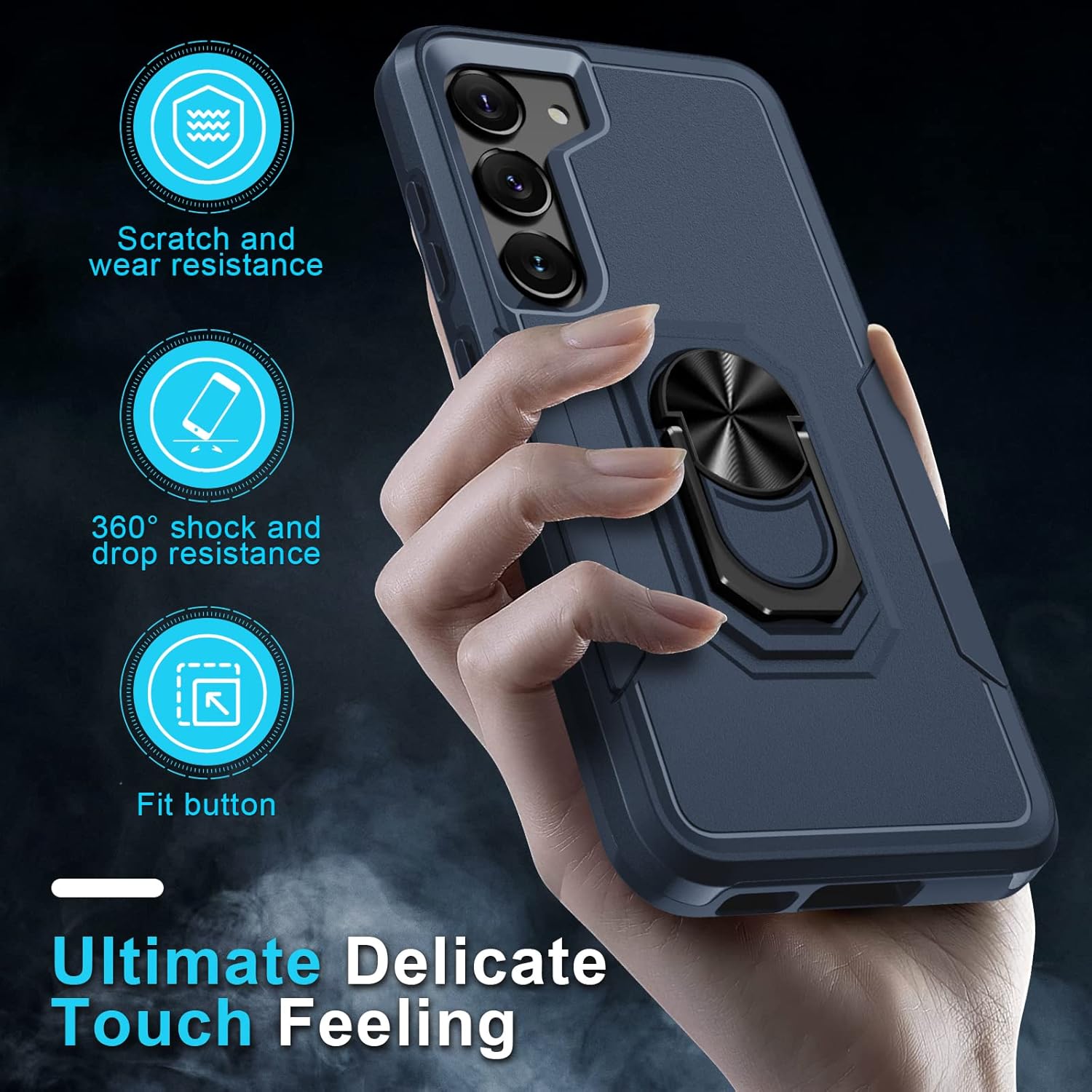 Janmitta Funda para Samsung Galaxy S23+ Plus con protector de pantalla + protector de lente de cámara, resistente a prueba de golpes, funda de