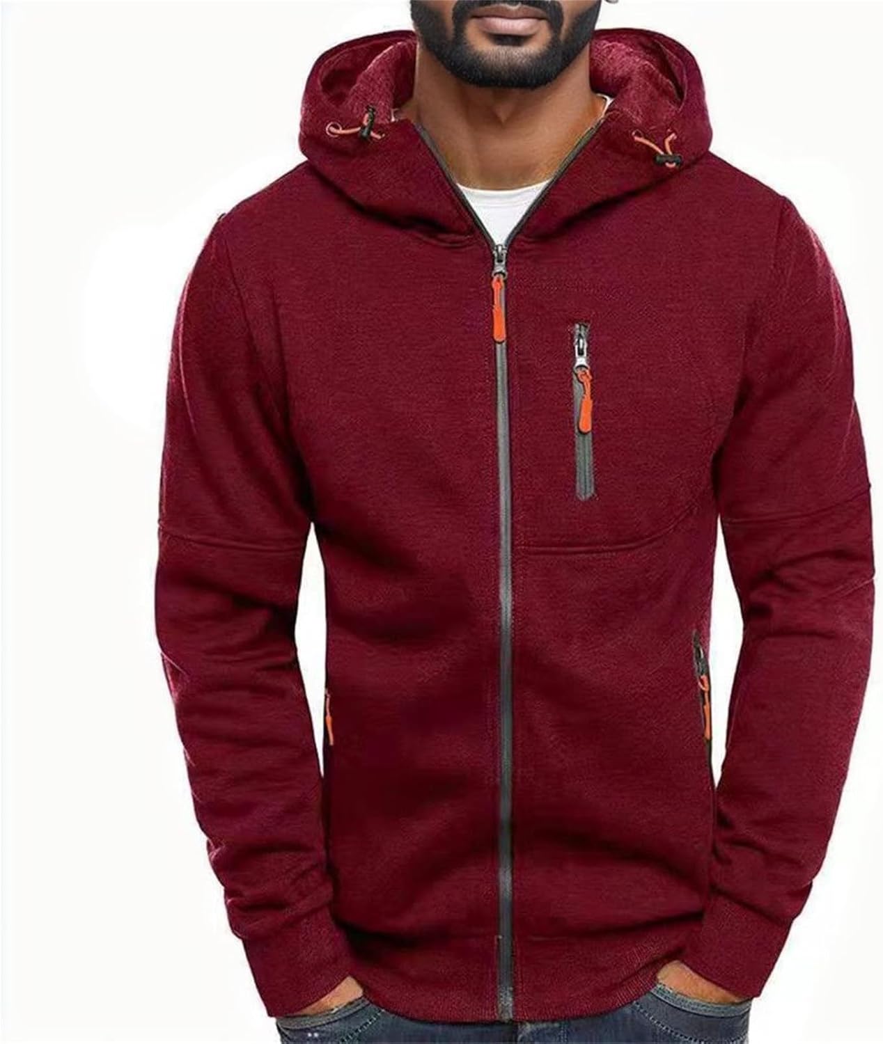 Fishing Shirts for Men Long Sleeve Cotton Midweight Tops with Hood Athletic Print Graphic Loose Fit Pullover