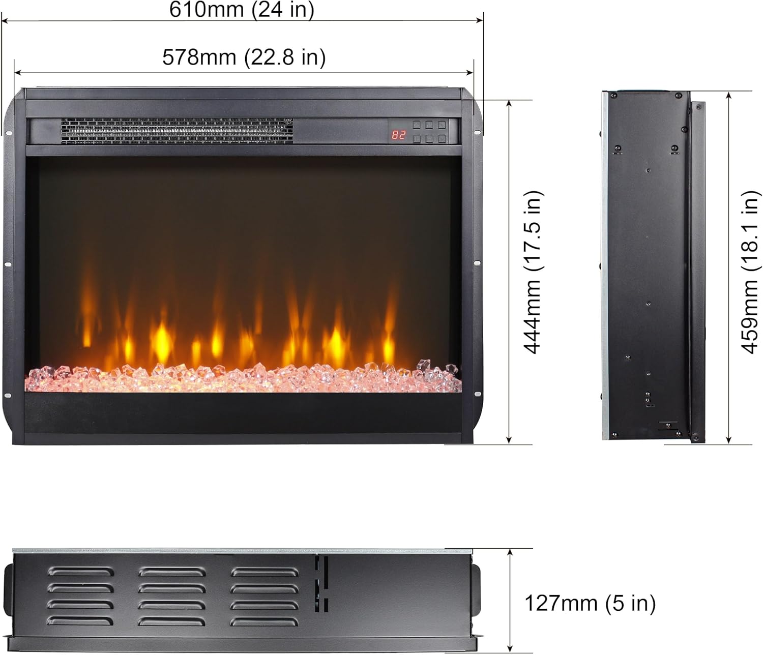 Bellemave Soporte eléctrico de TV con chimenea para televisores de hasta 70 pulgadas, centro de entretenimiento de madera con 3 cajones, consola