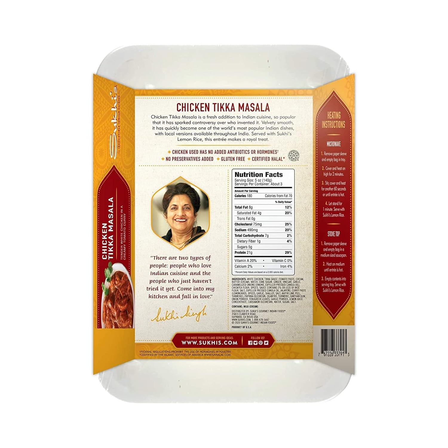 Sukhi’s Platos refrigerados de comida india  Comidas indias listas para comer  Paquete de cena familiar, 4 unidades