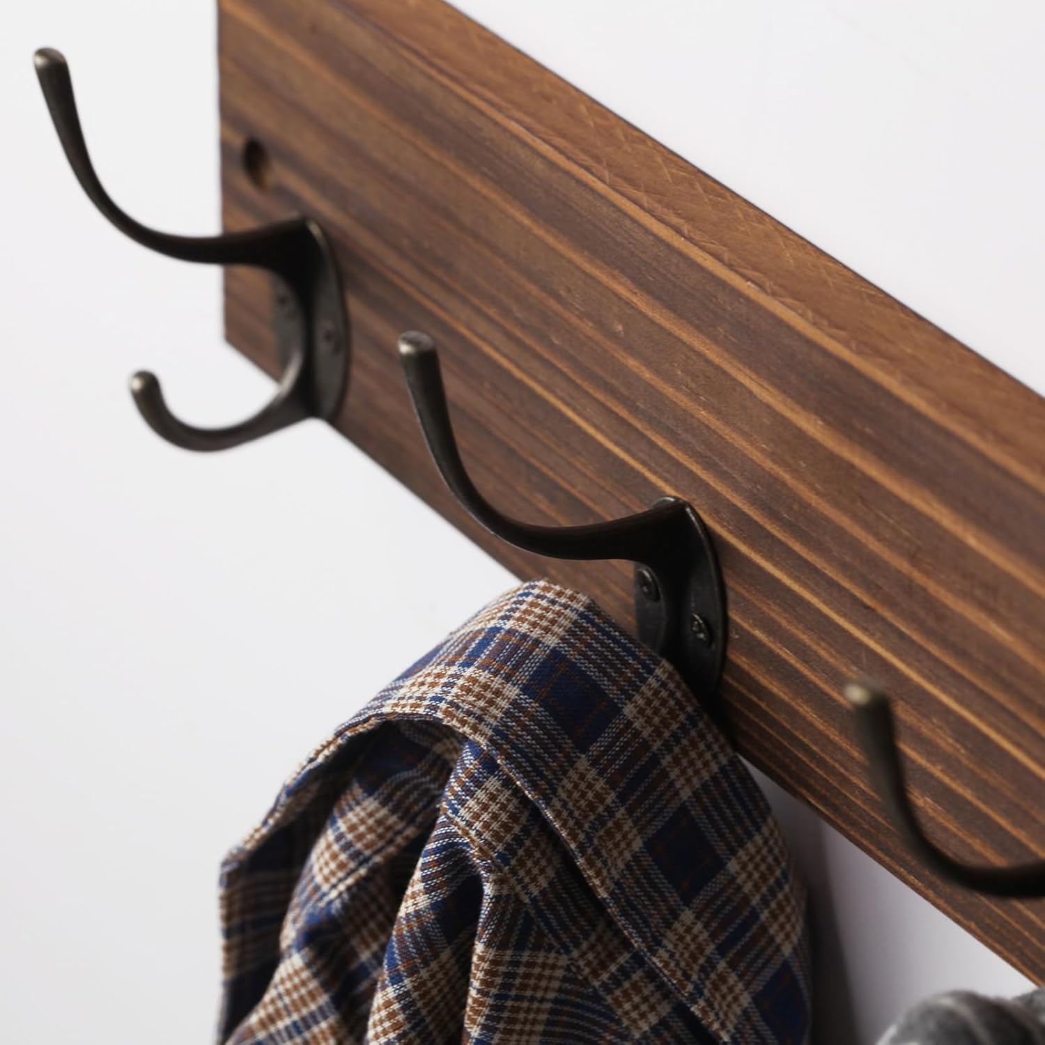 Perchero de madera para colgar en la pared, resistente, para colgar en la pared, con 4 ganchos, para colgar en la pared, para la entrada, sombreros,