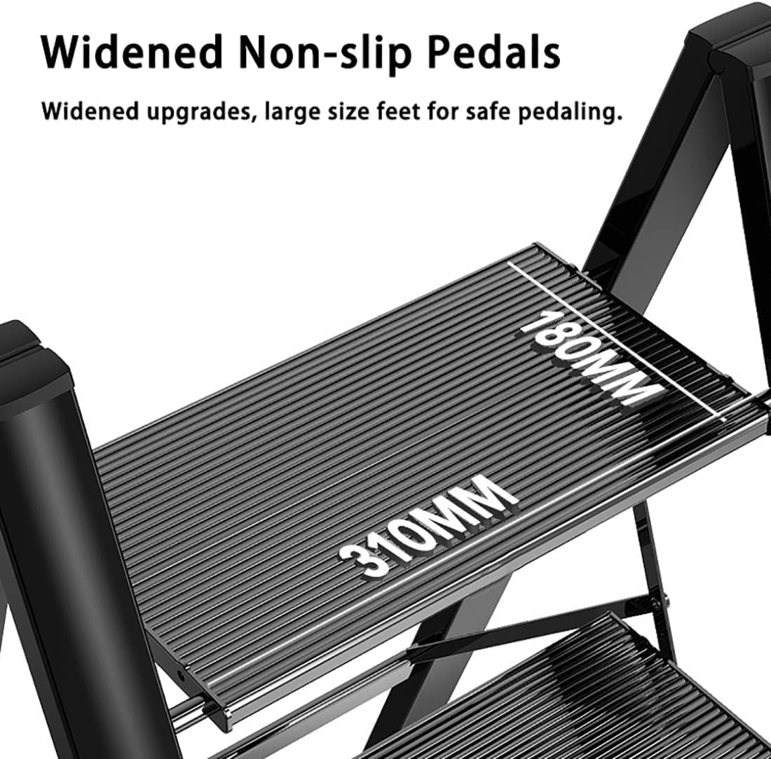 Escalera plegable de 2 escalones con pedal antideslizante ancho portátil para el hogar y la cocina