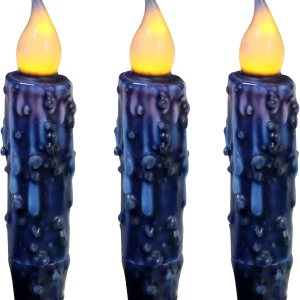 CVHOMEDECO. Velas de cera real sumergidas a mano con temporizador, luces LED rústicas sin llama, 4-34 pulgadas, azul marino, 3 unidades en un paquete CVHOMEDECO. Velas de cera real sumergidas a mano con temporizador, luces LED rústicas sin llama, 4-34 pulgadas, azul marino, 3 unidades en un paquete