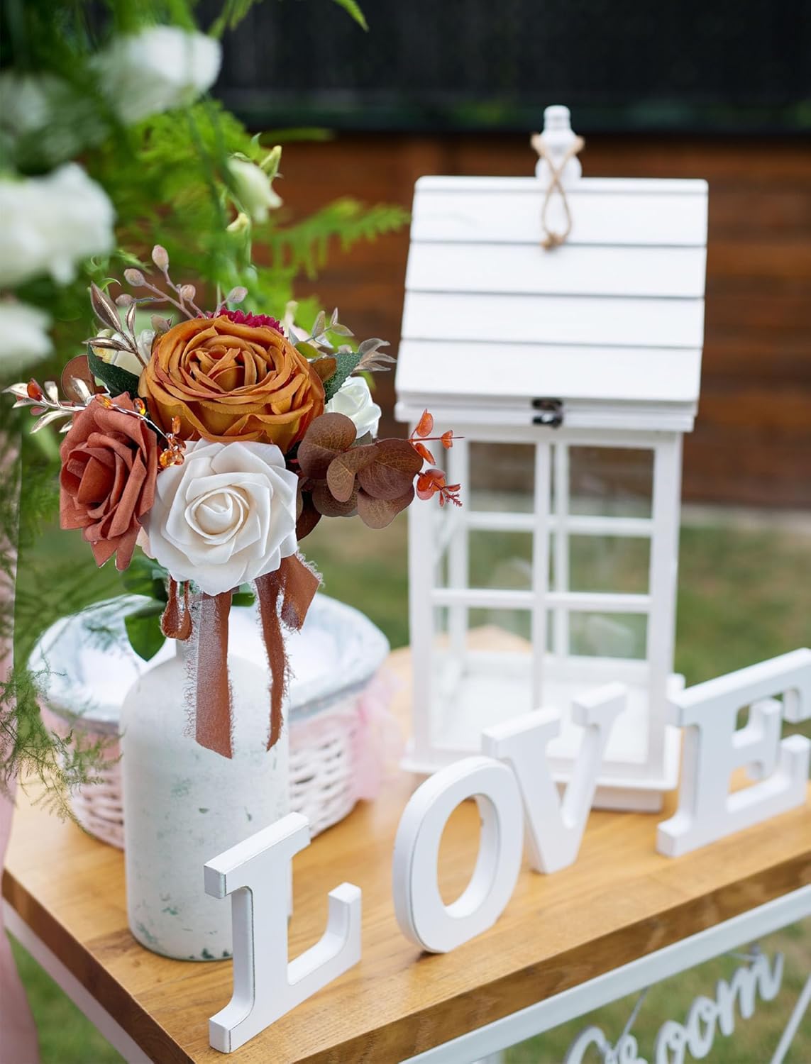 CherishedMoments Juego de 6 centros de mesa de flores surtidas, mini flores florales para decoración de mesa de boda de otoño, ramos de naranja