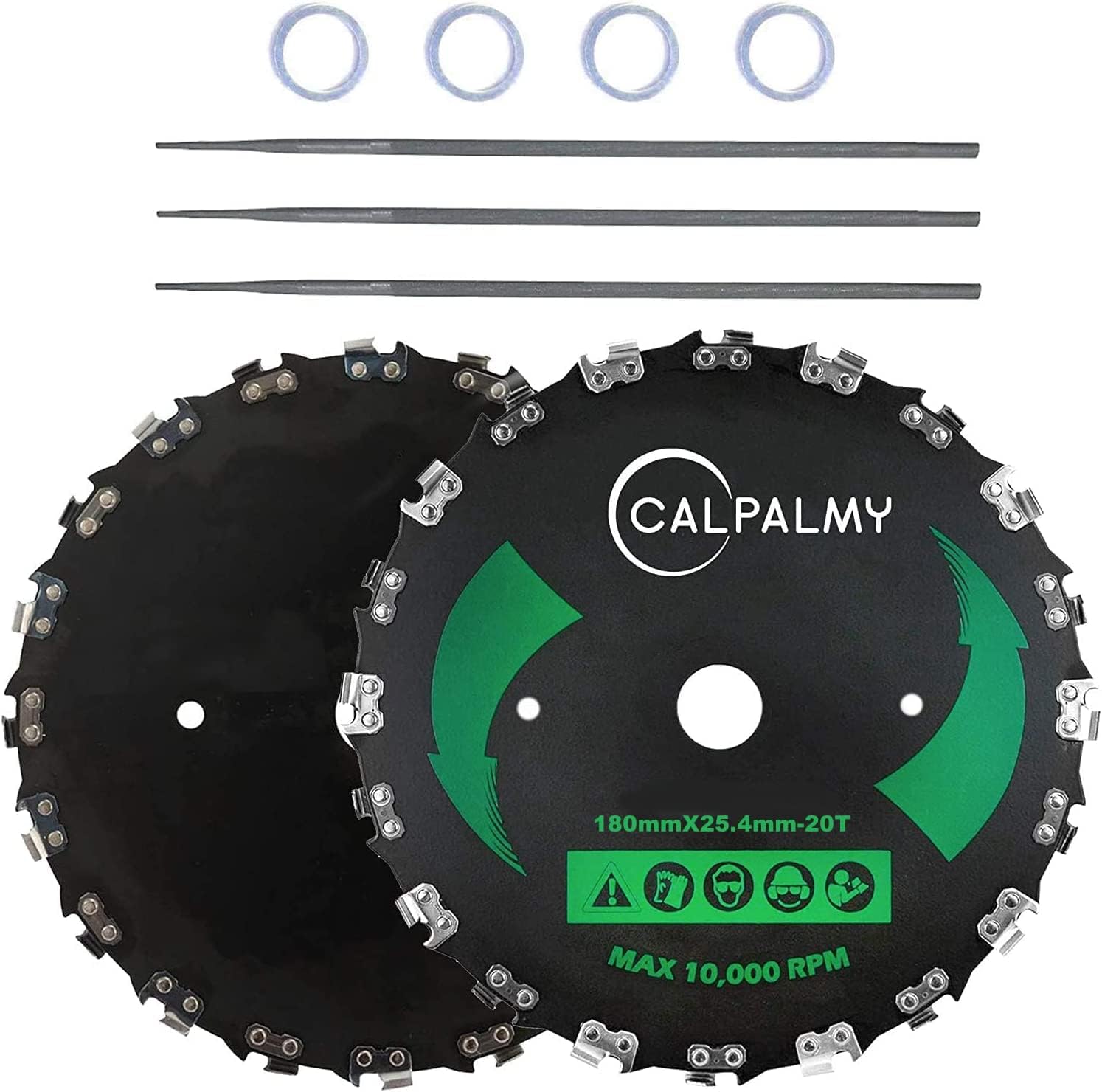 (2 juegos) Cuchillas de cepillo de dientes de motosierra de 7 pulgadas x 20T  2 cuchillas, 3 limas redondas surtidas (532 pulgadas, 316 pulgadas,