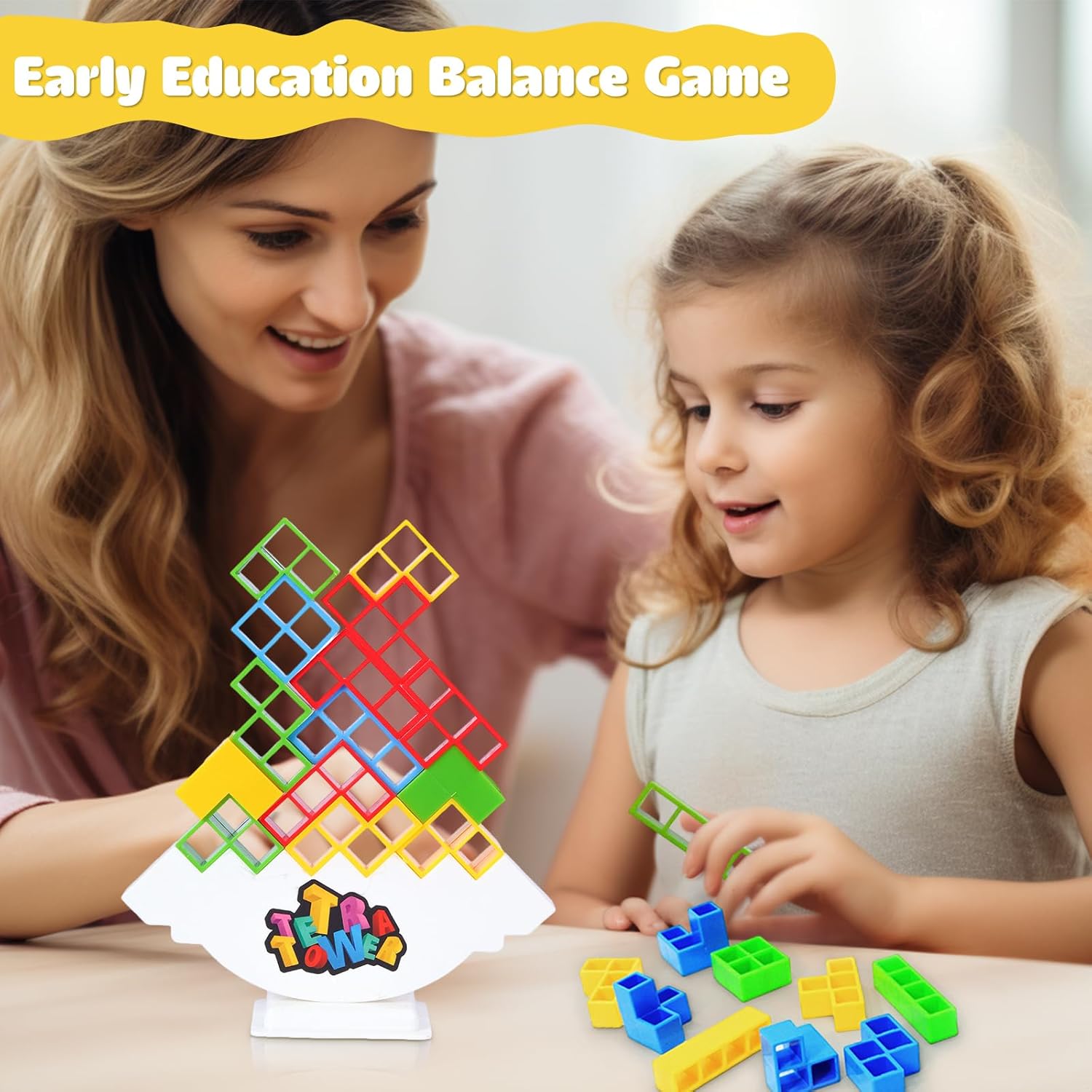 LOYATANK Juego de 16 piezas de Tetra Tower, divertido juego de mesa apilable para niños y adultos, perfecto para la construcción de equipos, fiestas