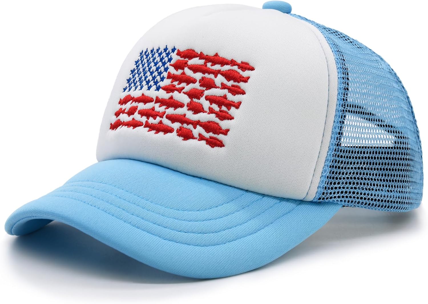 Gorra de béisbol ajustable para niños y niñas de 3 a 13 años con bandera de peces