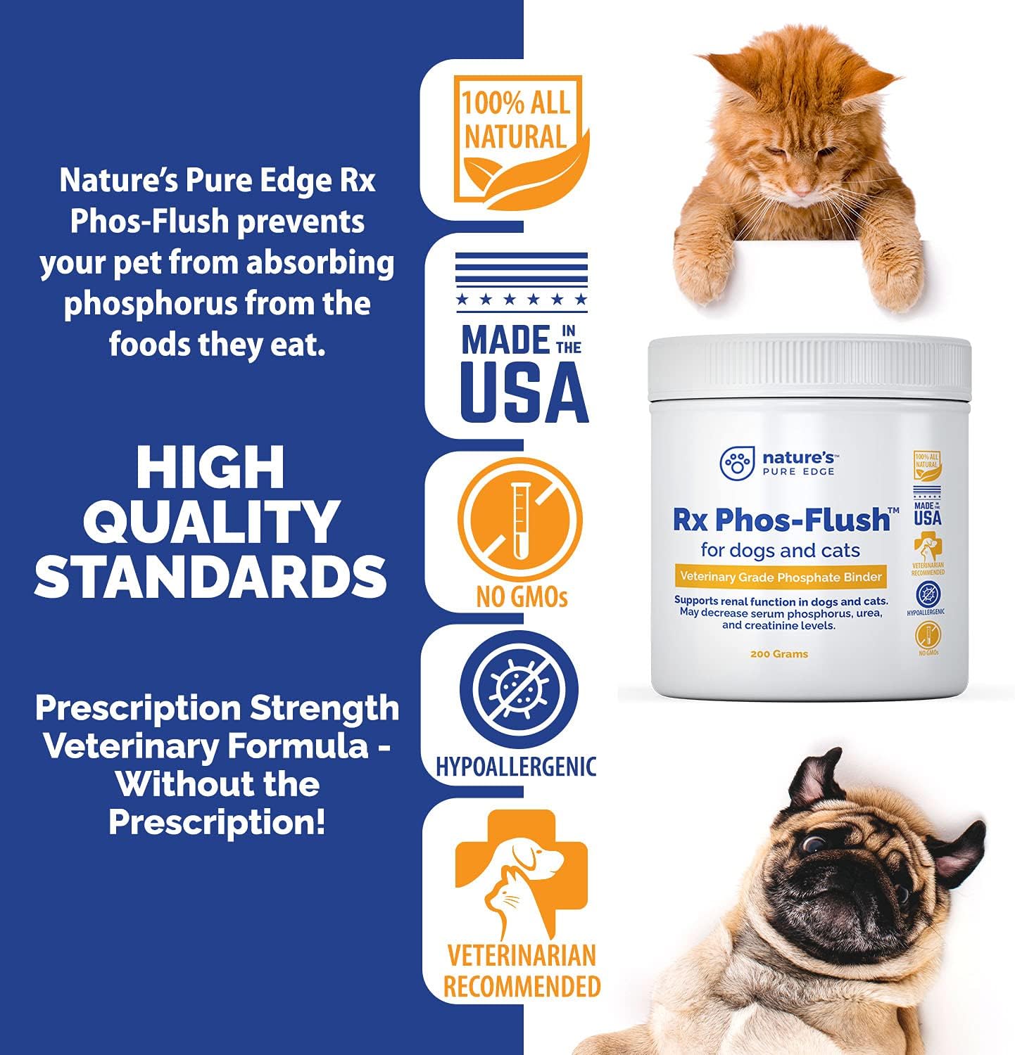Rx Phos-Flush – Carpeta de fosfato extra grande de 7.05 oz. Soporte de riñón de perro y gato. Soporte para el tracto urinario felino. Complementa