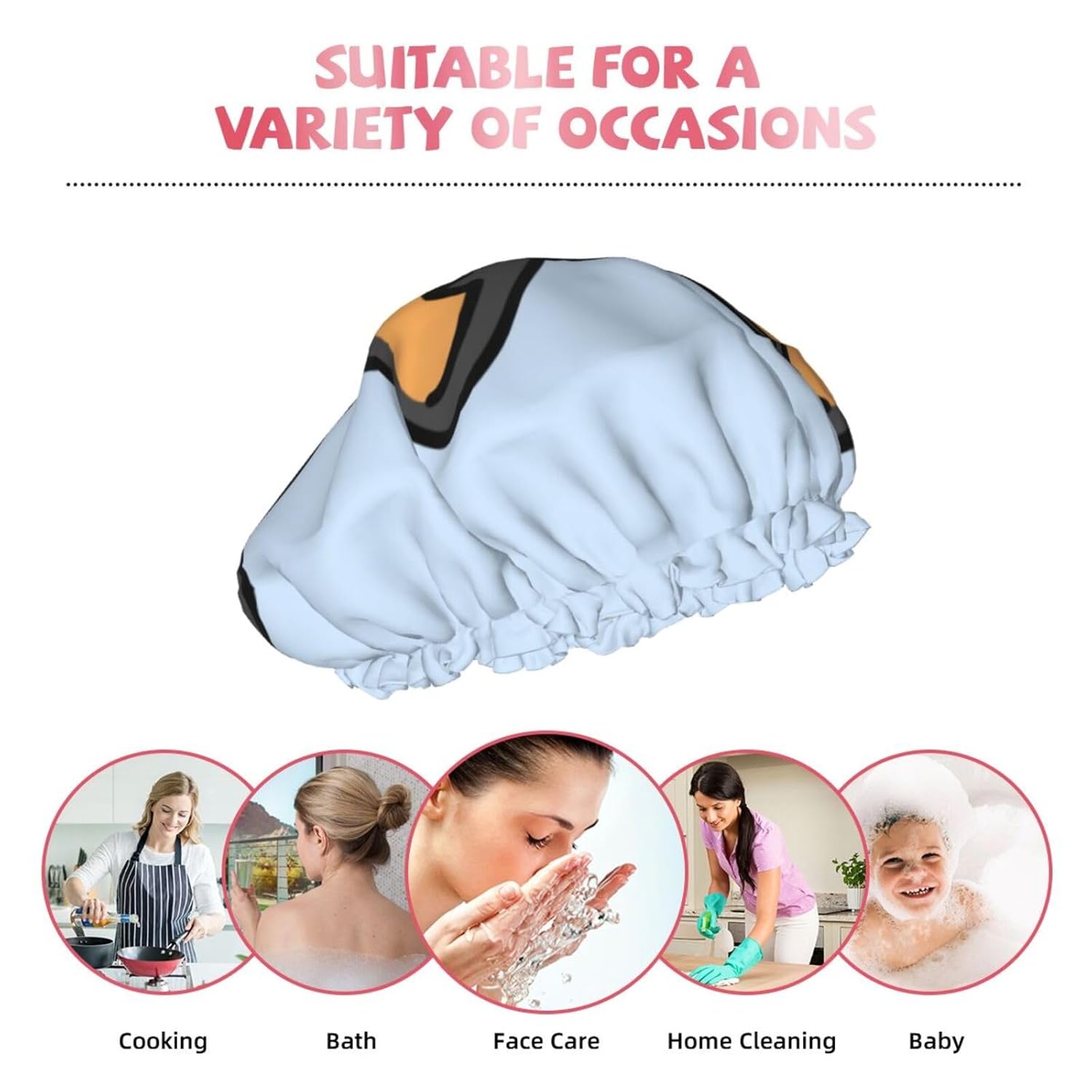 Gorro de ducha lindo corgi tricolor perro gorra de baño diseñada para mujeres impermeable doble capa