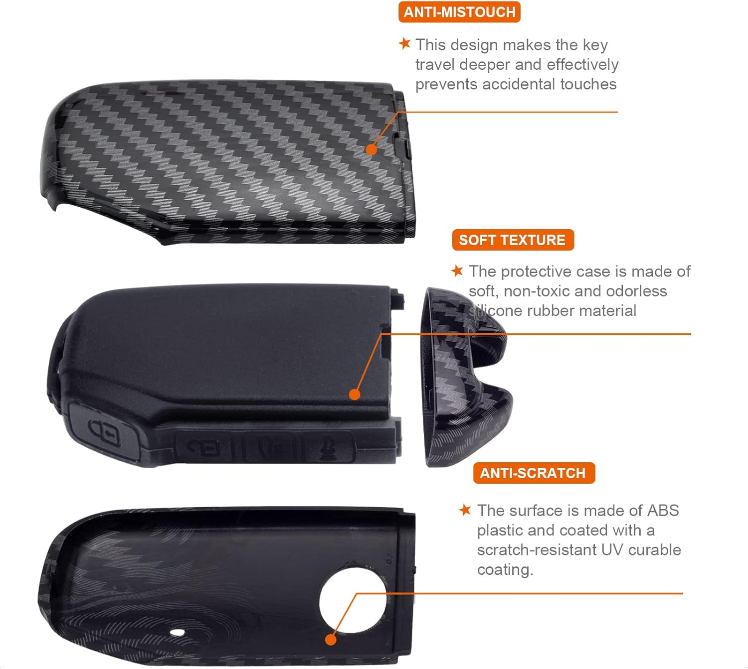 Funda inteligente para llavero compatible con KIA CEED CERATO Forte NIRO SELTOS Sorento Soul SPORTAGE Telluride Carbon Fiber Pattern Funda