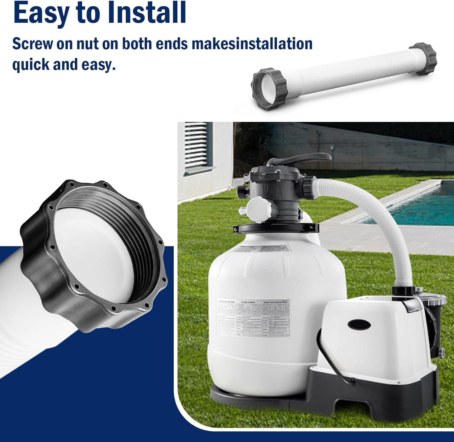 Manguera de bomba de filtro de arena de piscina de 14 pulgadas, manguera de interconexión para bombas de filtro de arena Intex 11388