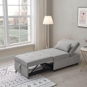 Kings Brand Furniture – Otomana multifuncional, sofá cama, silla convertible, gris claro Kings Brand Furniture – Otomana multifuncional, sofá cama, silla convertible, gris claro