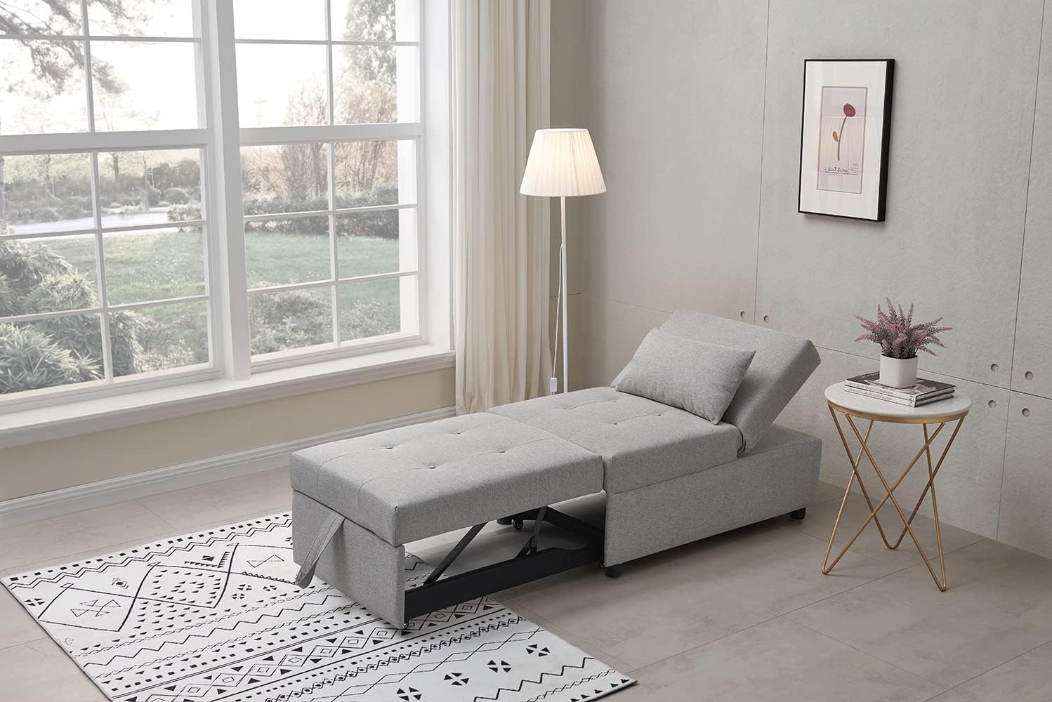 Kings Brand Furniture – Otomana multifuncional, sofá cama, silla convertible, gris claro