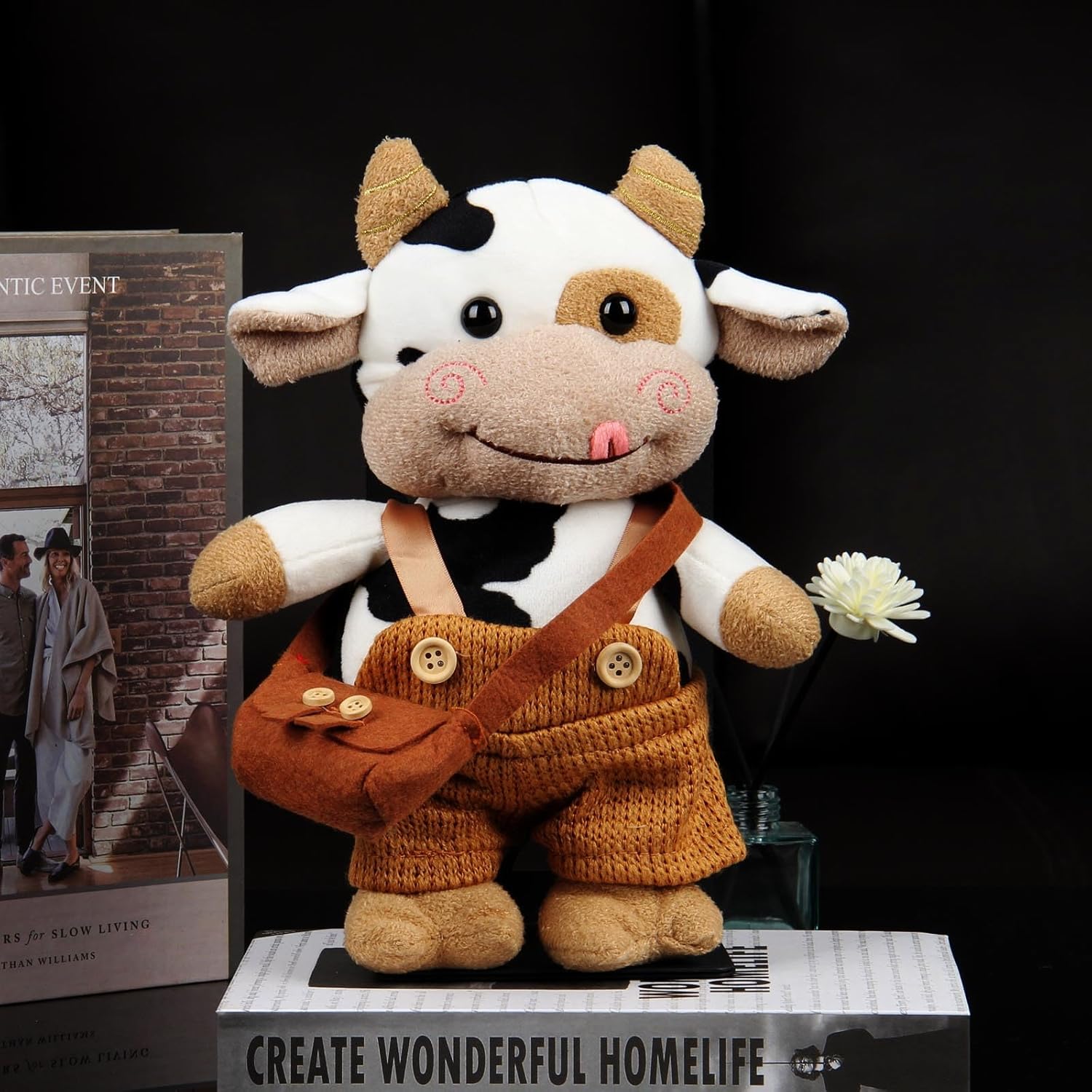 Juguete de peluche de ganado vaca, almohada de leche grande de 12 pulgadas, peluche suave de ganado, almohada de abrazo de vaca, muñeca de animales