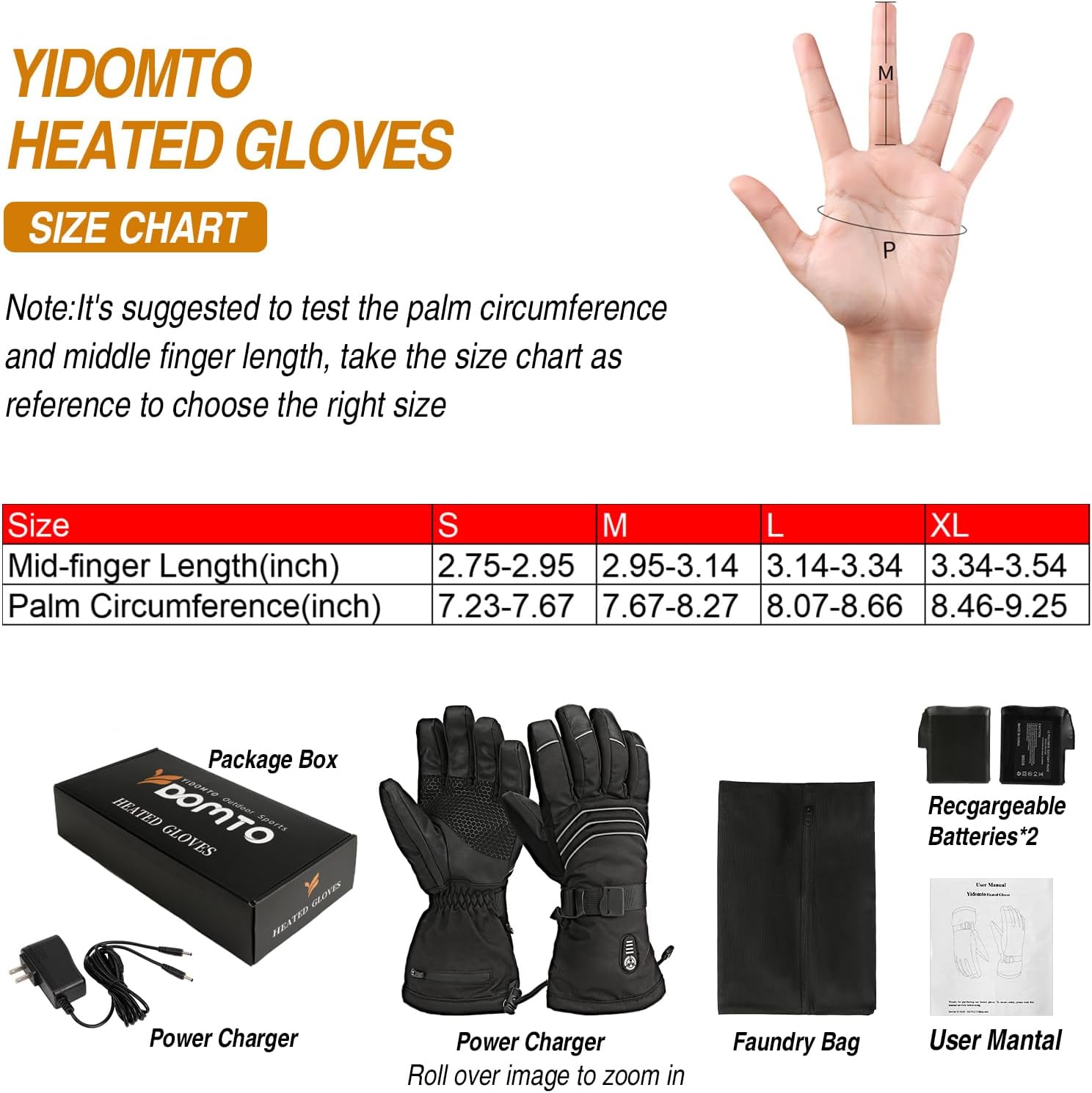 Heated Gloves for Men Women – 7.4V 23.68 WH Battery Rechargeable Heating Ski Gloves, Electric Gloves for Winter Outdoor Work Skiing Hiking Camping