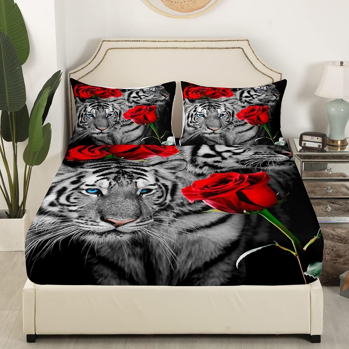 Castle Fairy Sábana bajera ajustable de nido de abeja neón, tamaño matrimonial, juego de ropa de cama geométrica hexagonal verde y azul con 2 fundas
