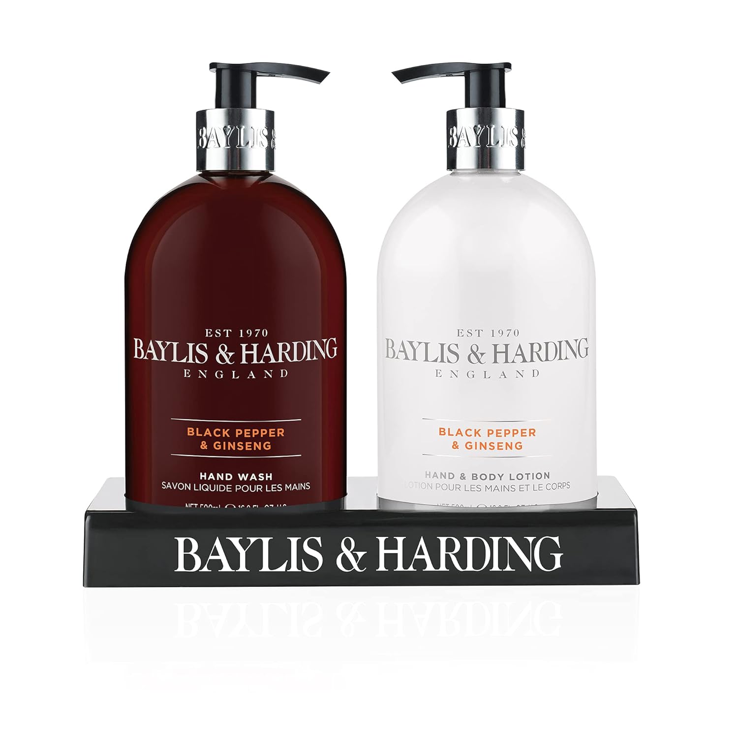 Baylis & HardingMen ‘s Black Pimienta y Ginseng Wash & Mano Loción Set de regalo