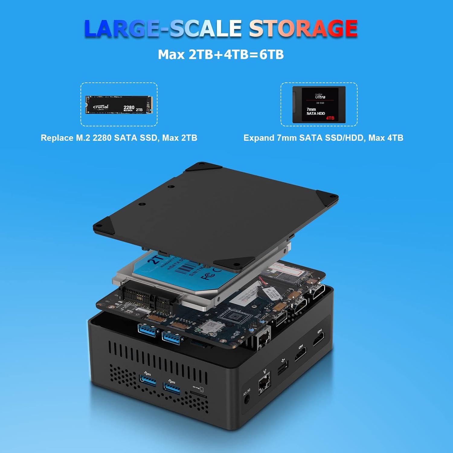 AWOW AL34 Mini PC 8GB DDR4 256GB SSD, Mini computadora de escritorio Intel J4105(hasta 2.5 GHz), pantalla HDMI dual 4K 60Hz, WiFi de doble banda,