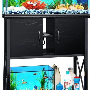 TC-HOMENY Soporte de acuario de 10 a 29 galones con estación de carga y agujeros para cables, soporte de metal para pecera con gabinete de TC-HOMENY Soporte de acuario de 10 a 29 galones con estación de carga y agujeros para cables, soporte de metal para pecera con gabinete de