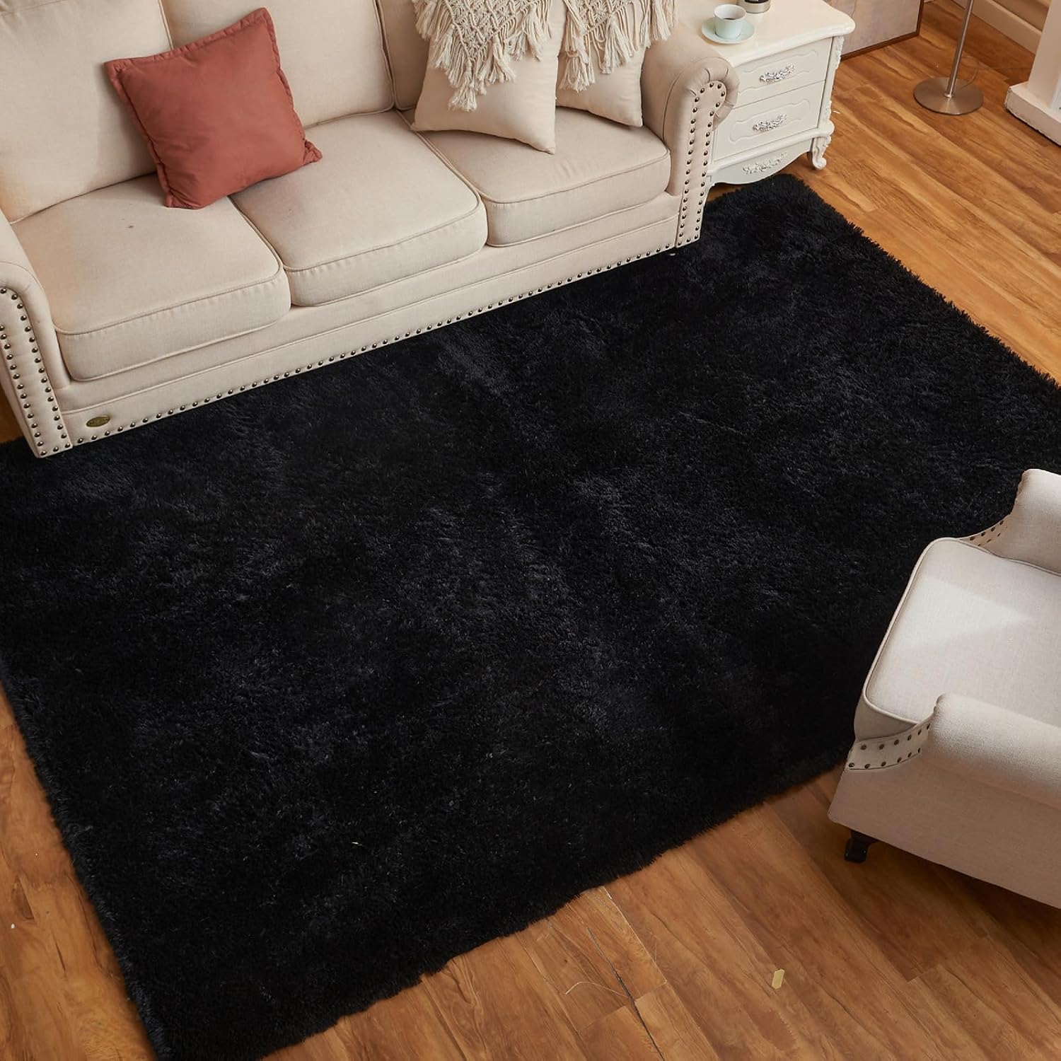 Arbosofe Alfombras para sala de estar, alfombra de área para dormitorio, alfombra negra de 9 x 12 pulgadas, alfombra grande para sala de juegos,