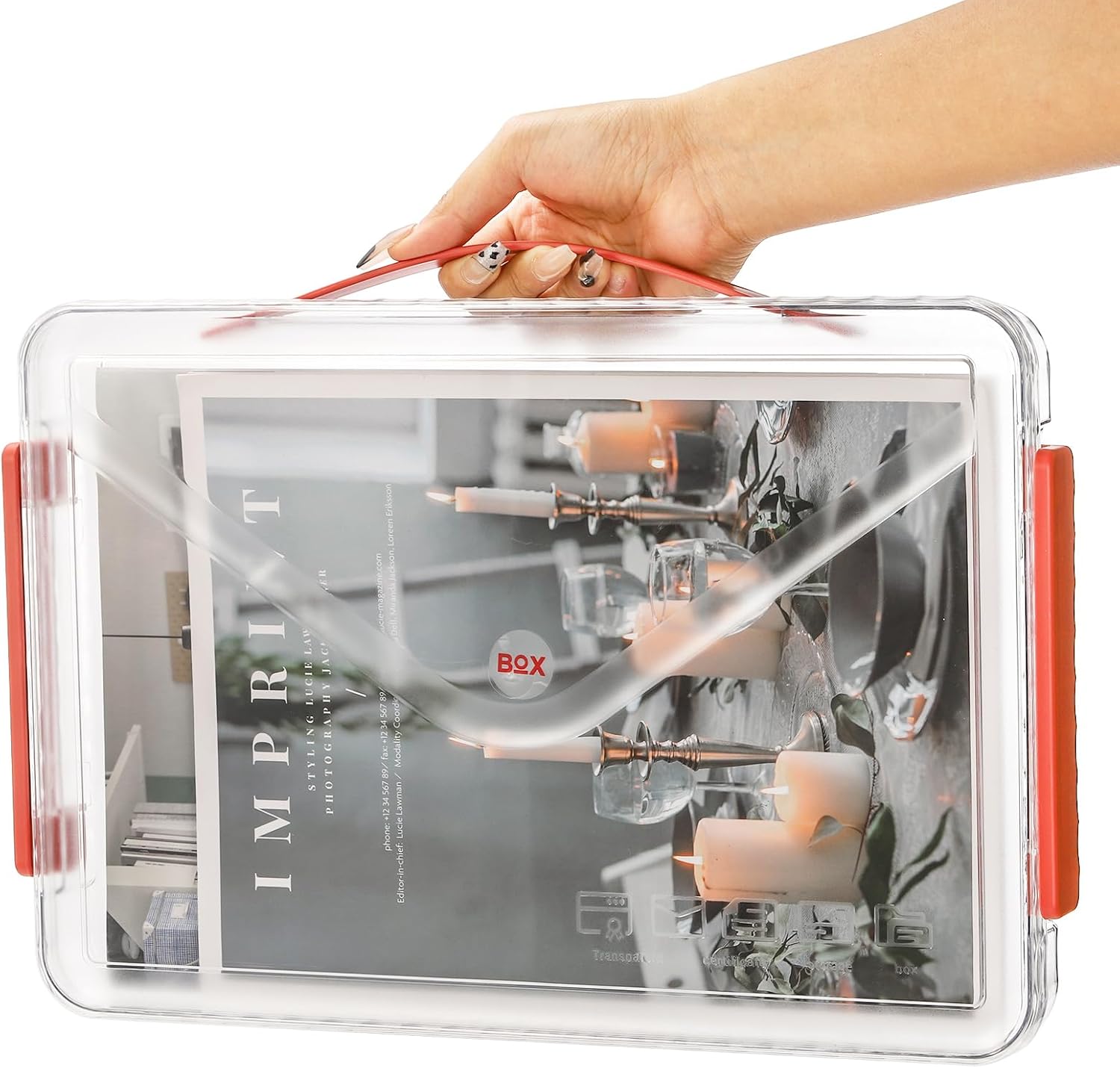 Mezchi Juego de 3 fundas de plástico portátil para proyectos, caja de almacenamiento de archivos transparente de 14 x 9 pulgadas con tapas, caja de