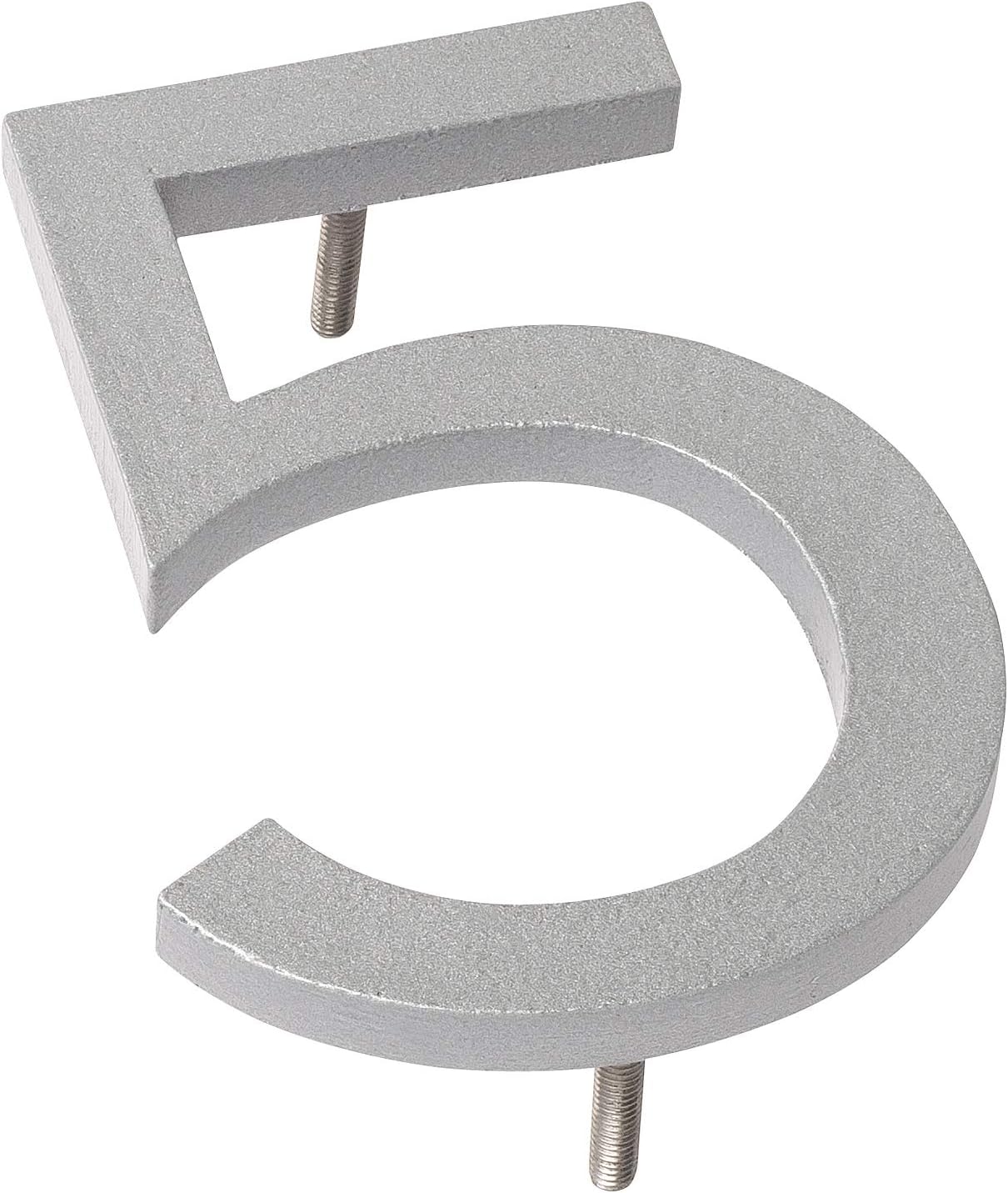 Montague Metal Products MHN-04-F-SR1-5 Números de casa de dirección flotantes modernos de aluminio sólido, 4 “, plata recubierta en polvo