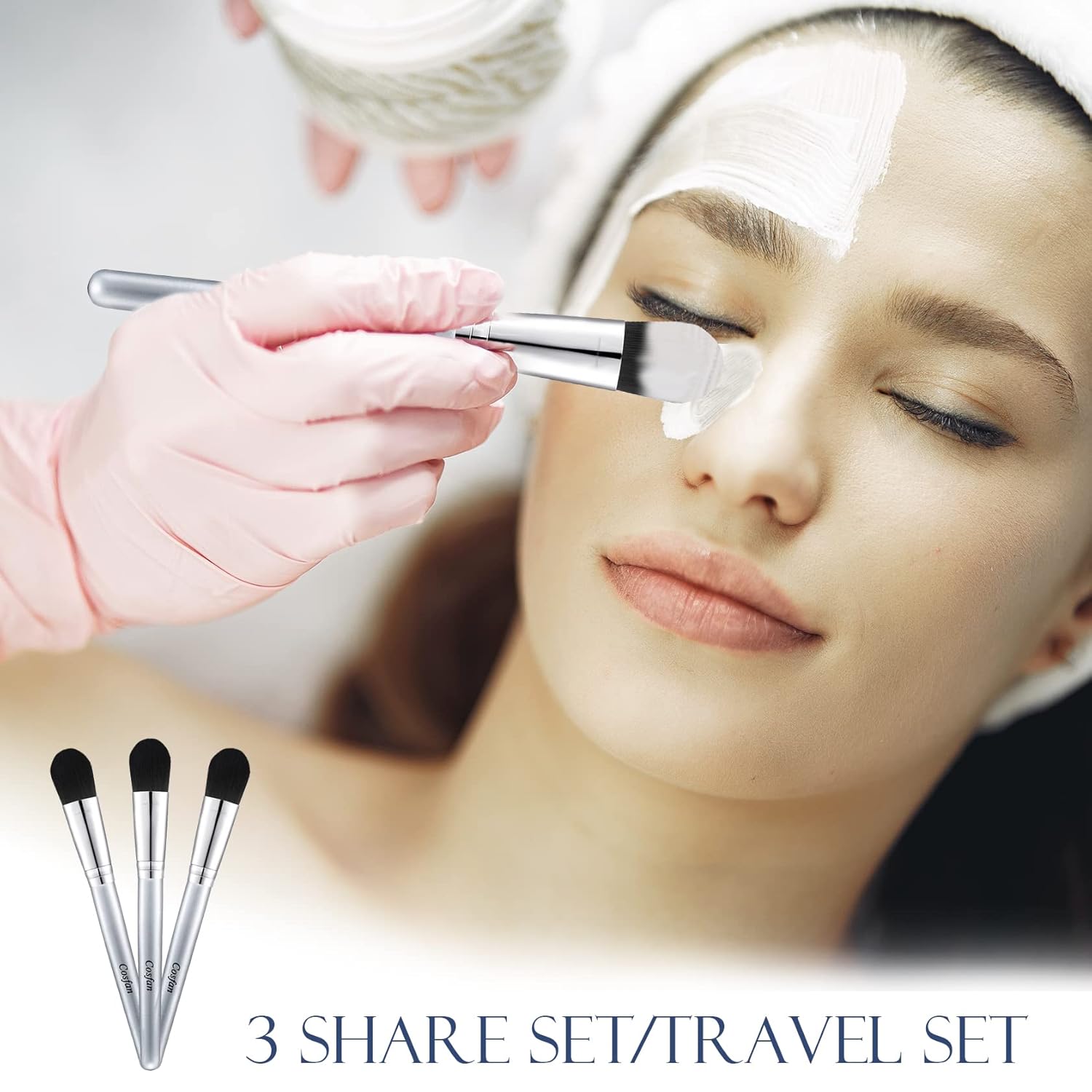 Paquete de 3 cepillos para mascarilla, cepillo de máscara facial, brochas de maquillaje de base de cerdas sintéticas para barro, suero, cáscara,