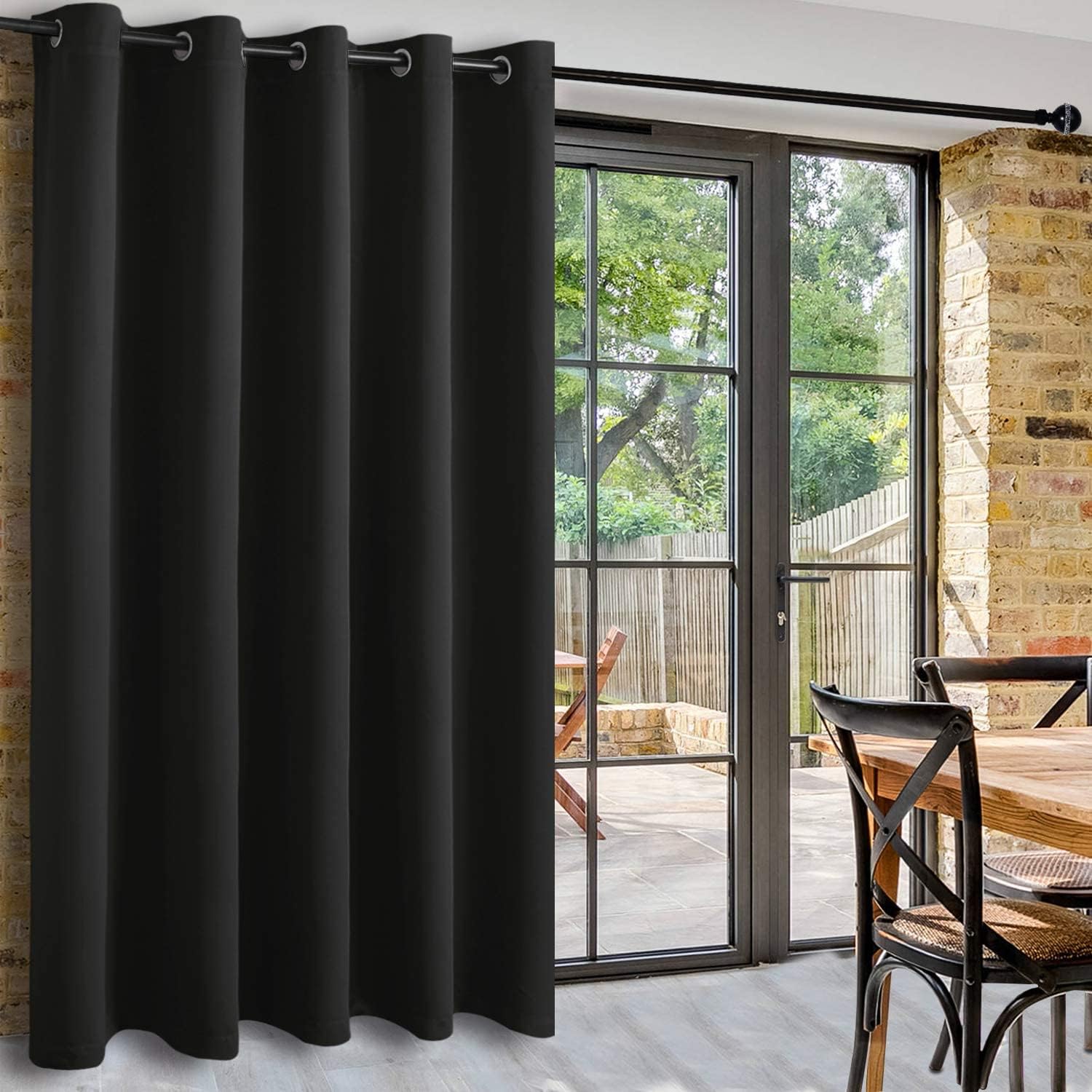 DWCN Panel de cortina opaca para dormitorio, con aislamiento térmico, ahorro de energía, con ojales, para puerta de patio, cortina larga divisor de