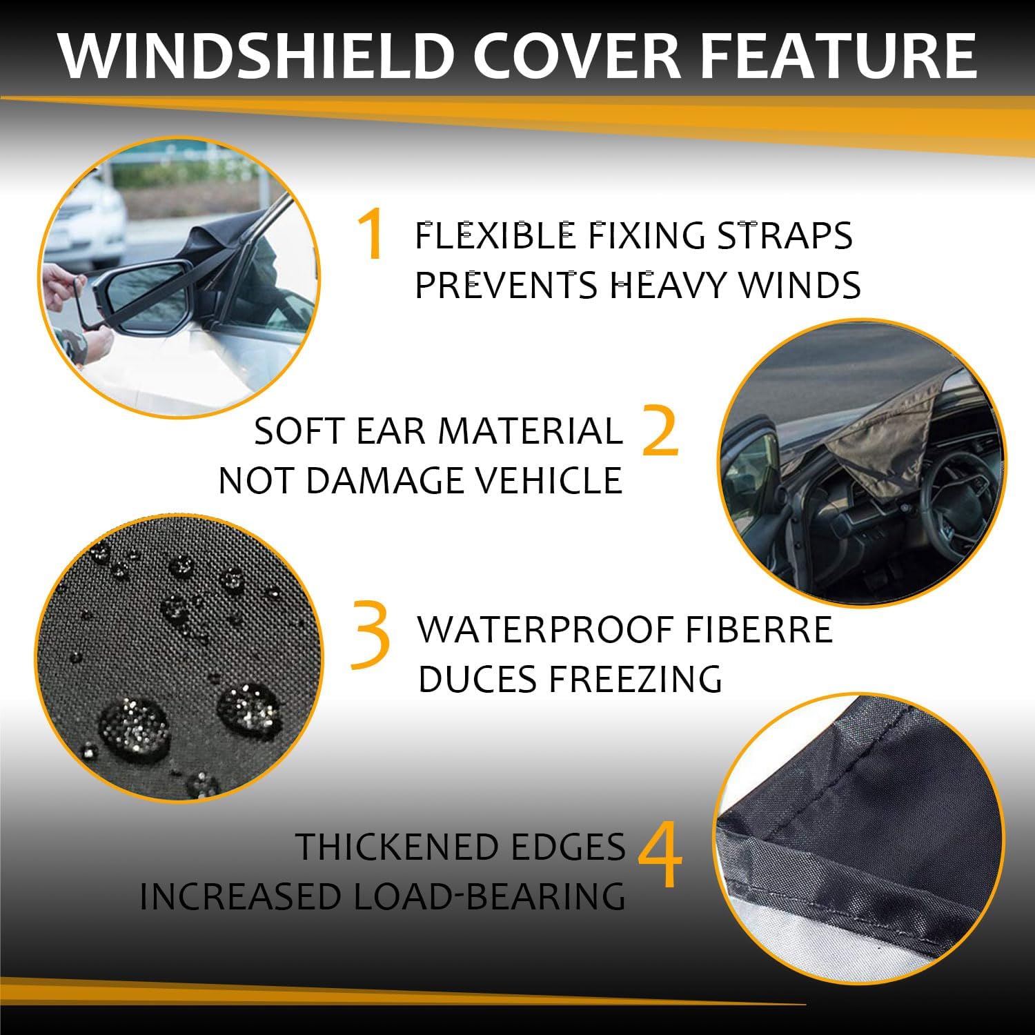 Cubierta para parabrisas de automóvil, tela Oxford 600D mejorada, cubierta contra escarchas, para hielo y nieve, impermeable, protege la ventana