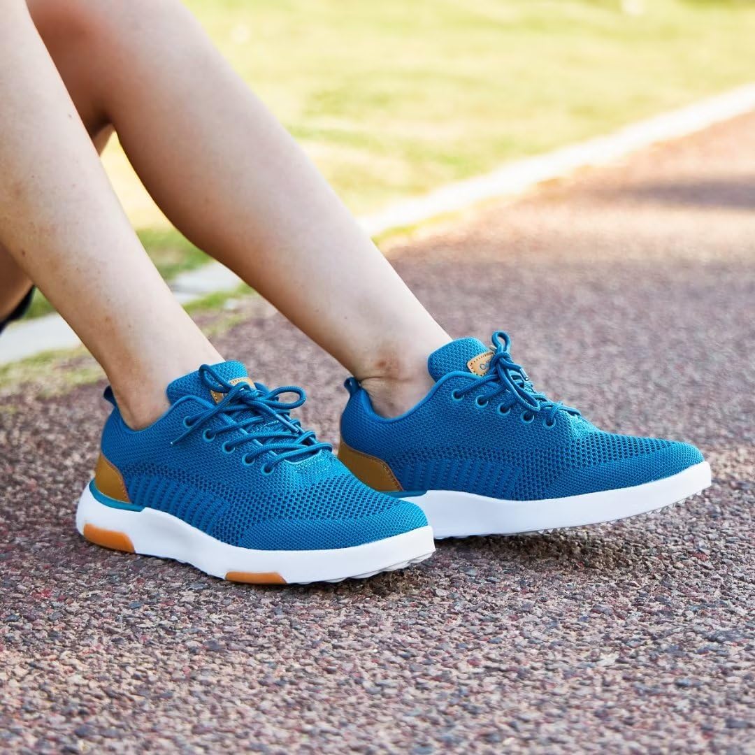 OrthoComfoot Zapatos deportivos ortopédicos ultraligeros para mujer, con soporte de arco con cordones para alivio de la fascitis plantar, tenis