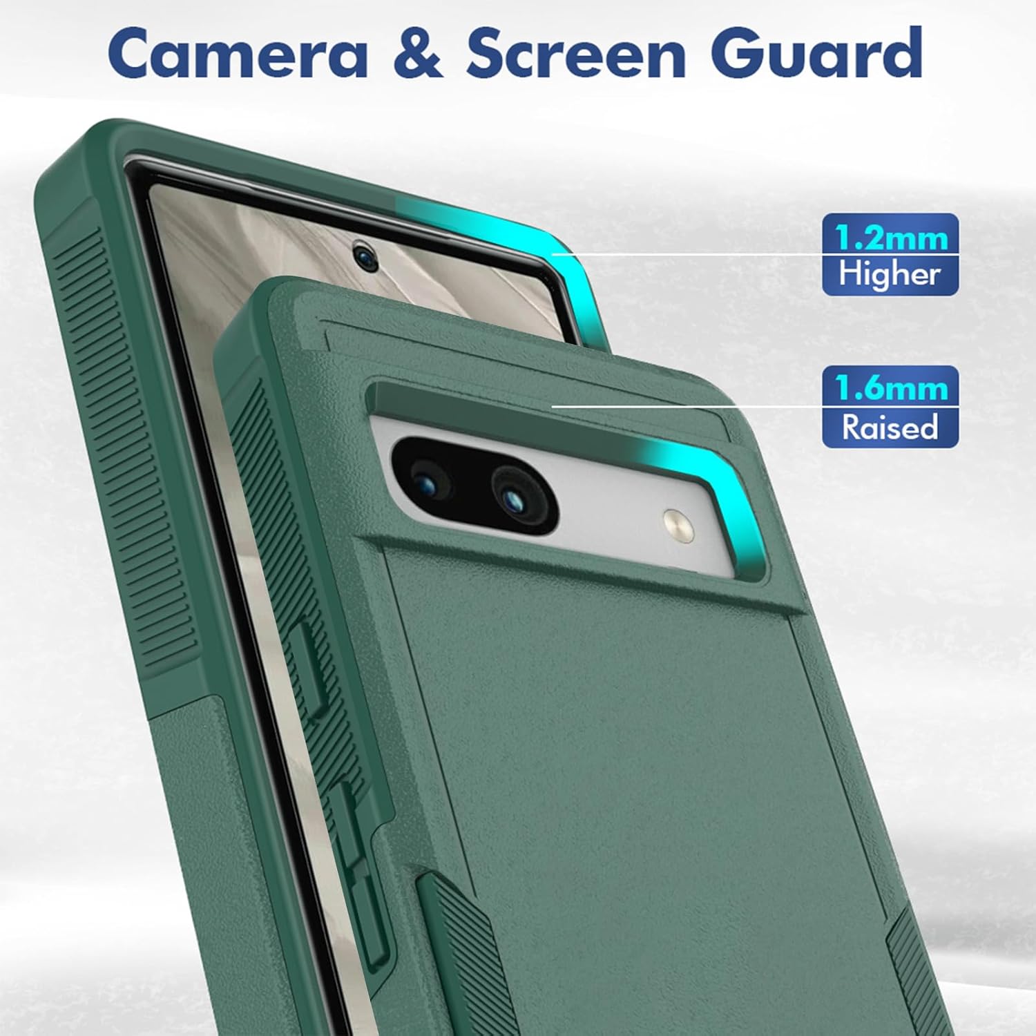 Oumida Funda para Google Pixel 7A, funda de teléfono Dual Guard Pixel 7a, capa trasera rígida de silicona híbrida a prueba de golpes, funda