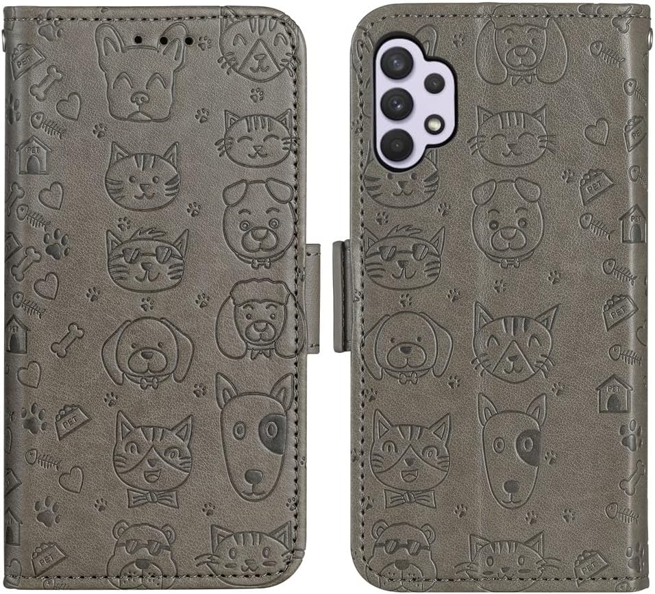 Funda compatible con Samsung Galaxy A32 5G de 6.5 pulgadas, con correa de muñeca, de piel, con tapa, soporte para tarjetas, accesorios celulares,