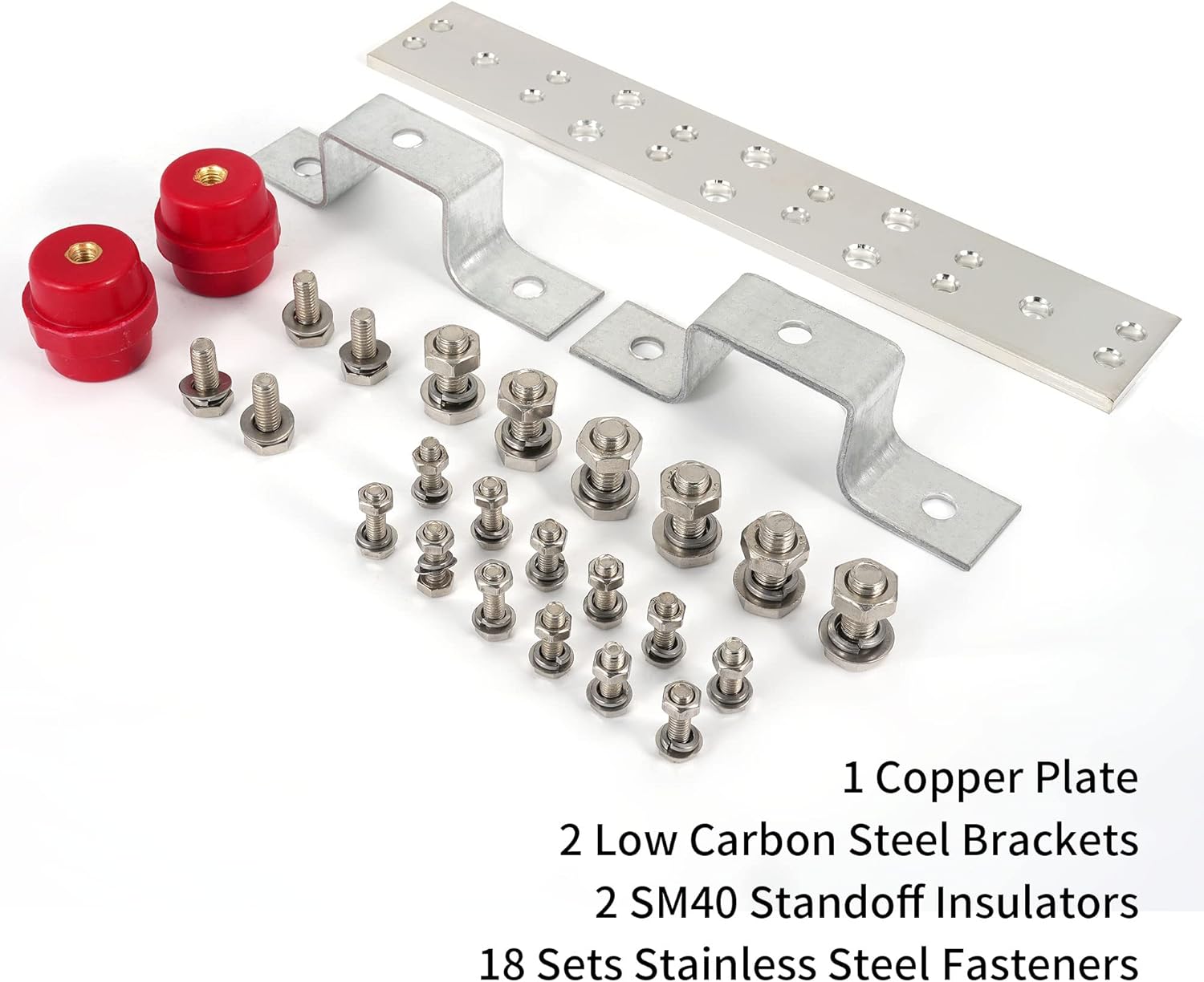 Kit de barra de conexión a tierra TGB de cobre de estaño TGB de 12 pulgadas de longitud y 18 agujeros, 0.24 x 1.97 x 12 pulgadas barra de bus con 12