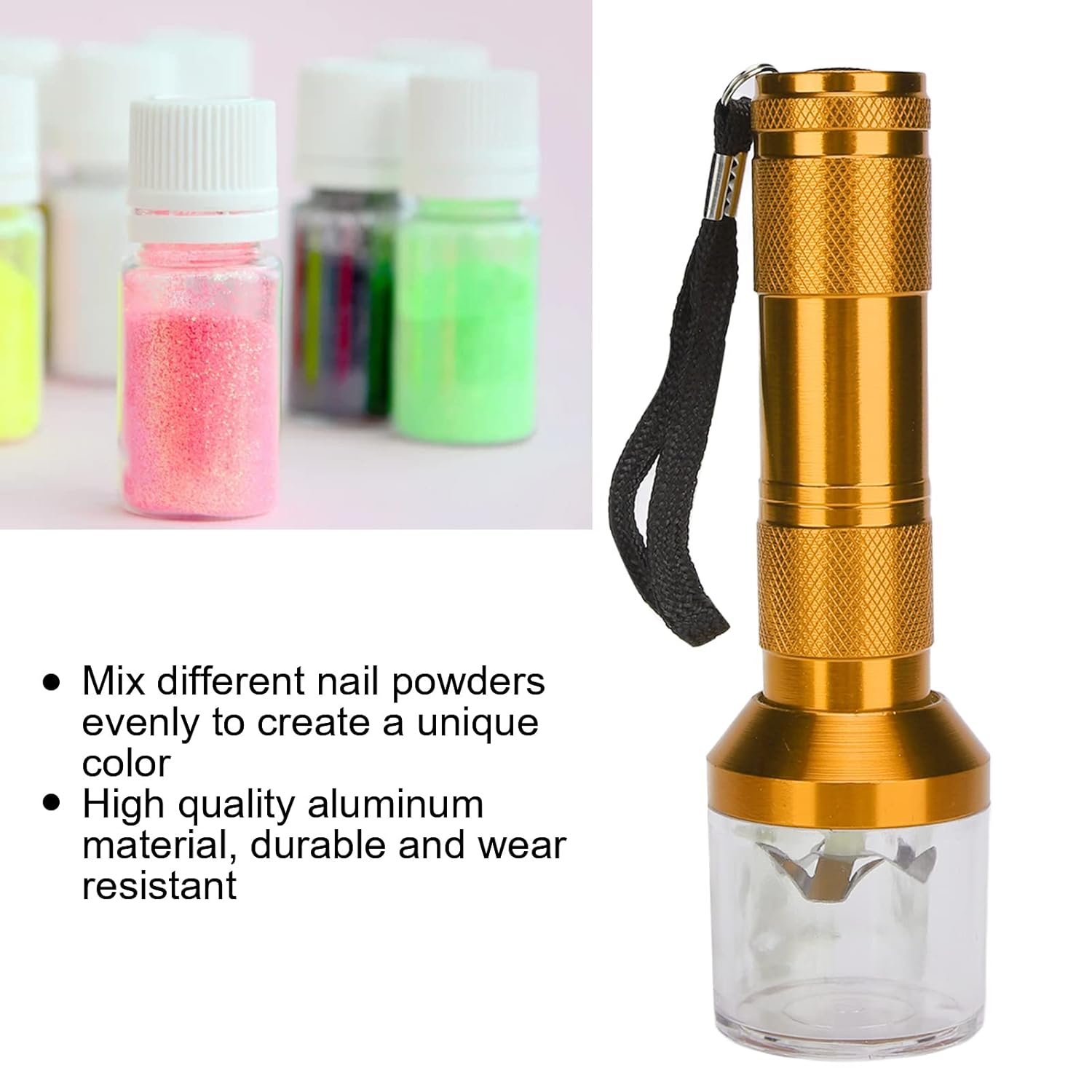 Molinillo de mezcla de polvo para arte de uñas, mezclador de polvo de uñas, licuadora eléctrica de aluminio, máquina de molienda de polvo,