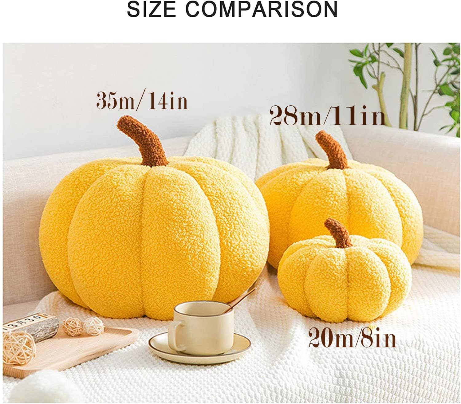 Gupgi Juguete de peluche de calabaza de Halloween esponjoso, almohada decorativa de calabaza, almohada de sofá, regalo de calabaza suave para
