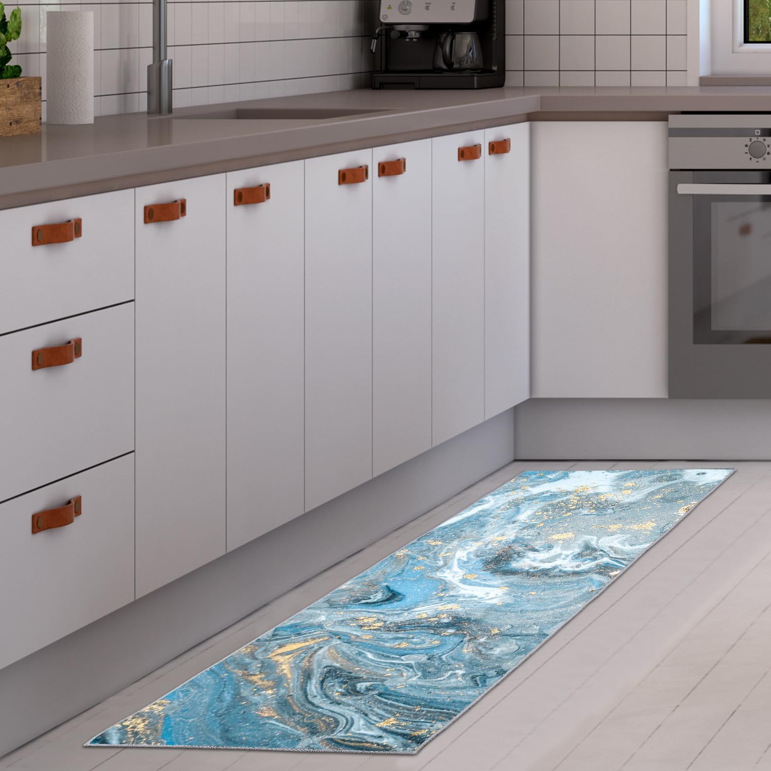Alfombra de pasillo para pasillo de 31.5 x 70.9 in con respaldo de PVC antideslizante para cocina, entrada, sala de estar