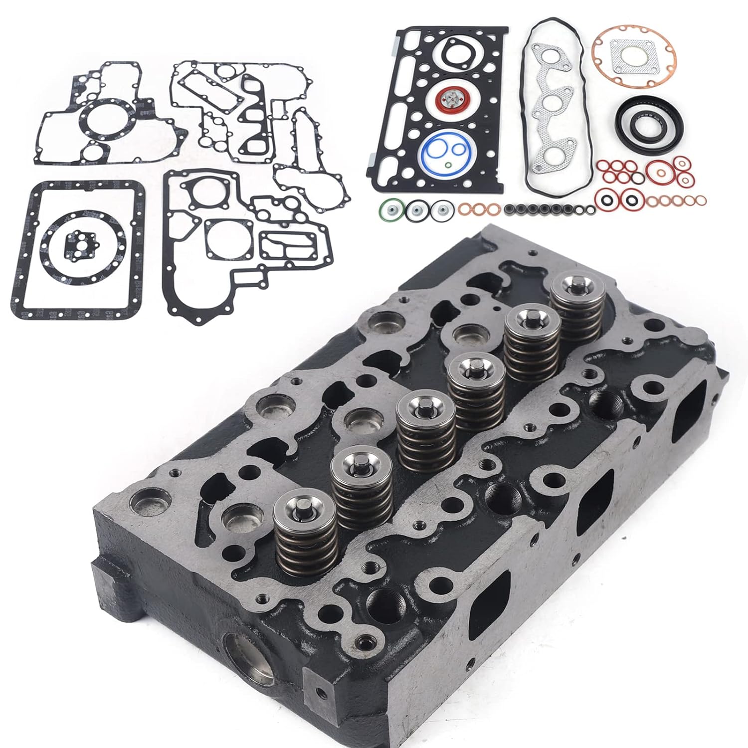 D1503 – Juego completo de culata y junta completa compatible con la excavadora Kubota KX91-3 U35 (stock de EE. UU.)