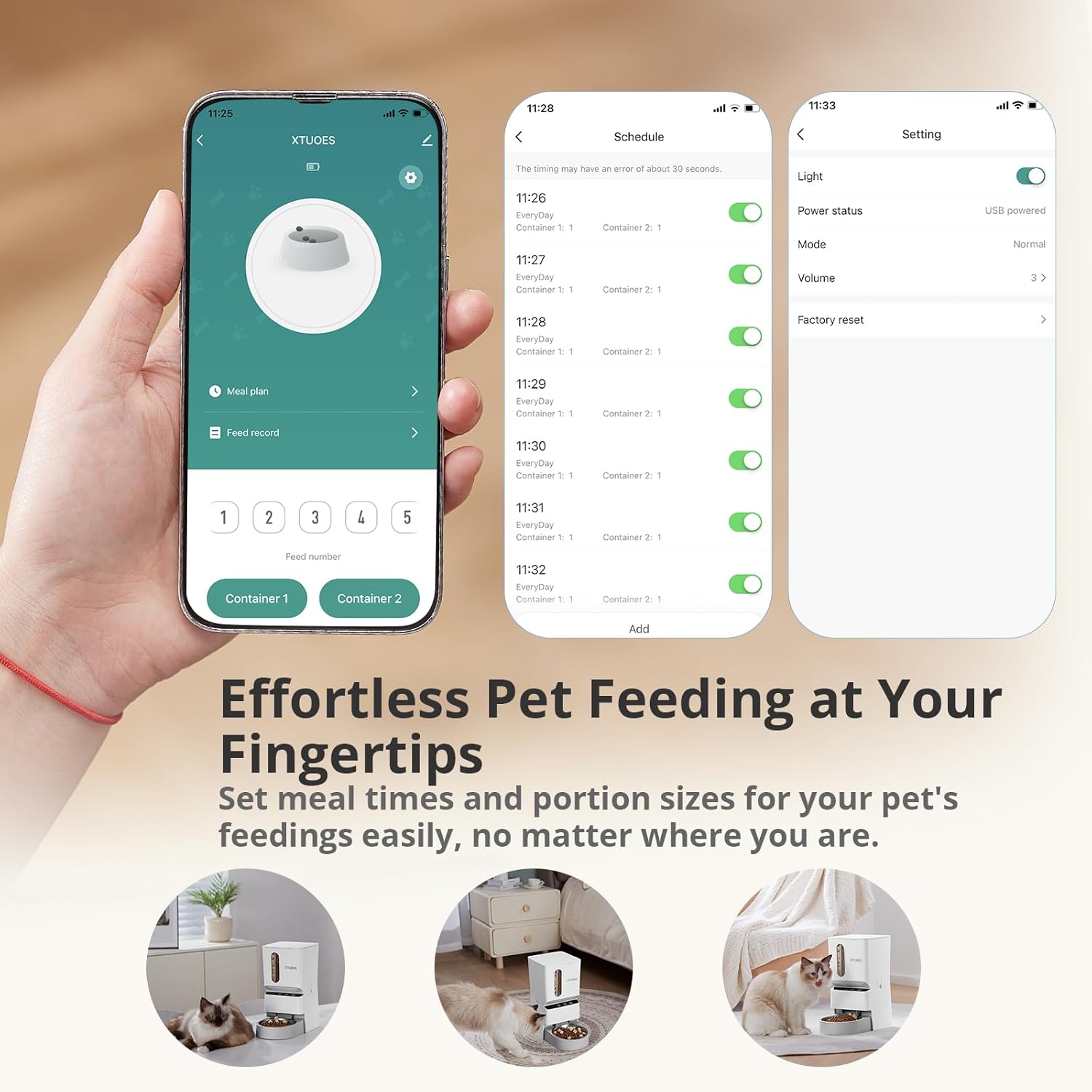 Comederos automáticos para gatos, dispensador automático de alimentos para gatos con doble tolva con preservación de frescura, comederos