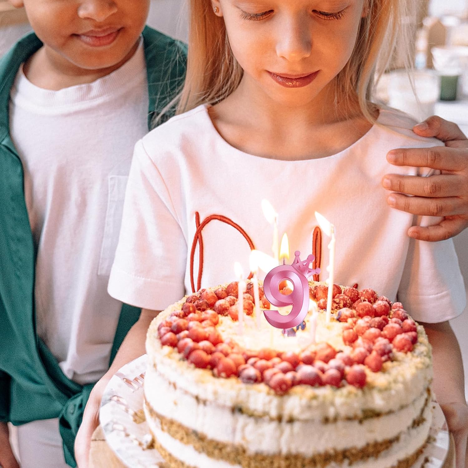 Vela rosa de cumpleaños número 1, decoración temática rosa para fiesta de primer cumpleaños, velas de número 3D diseñadas con corona para decoración