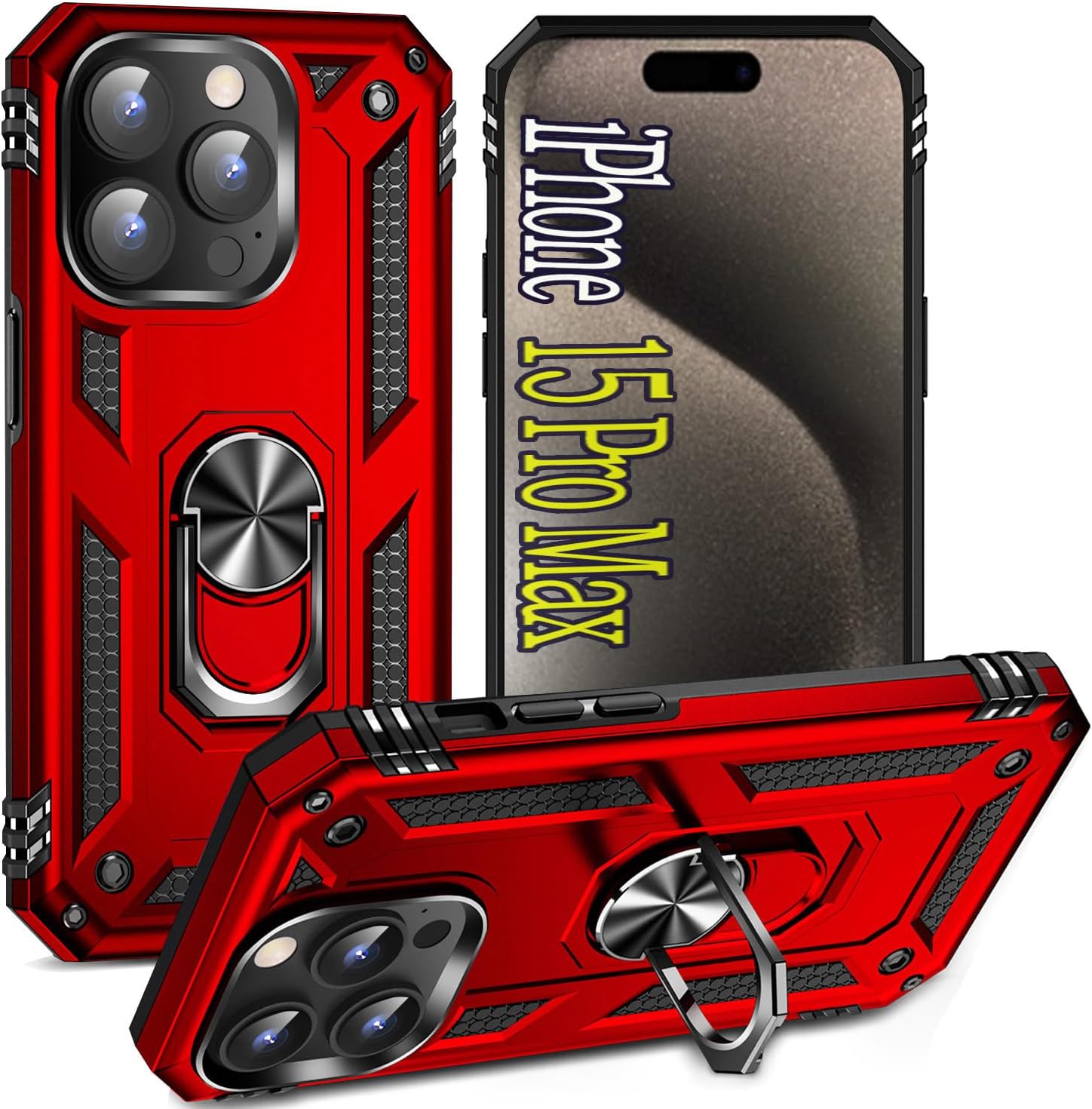 ZOEII Funda para iPhone 15 Pro Max de 6.7 pulgadas, con soporte, protección contra caídas de grado militar, a prueba de golpes, para iPhone 15 Pro