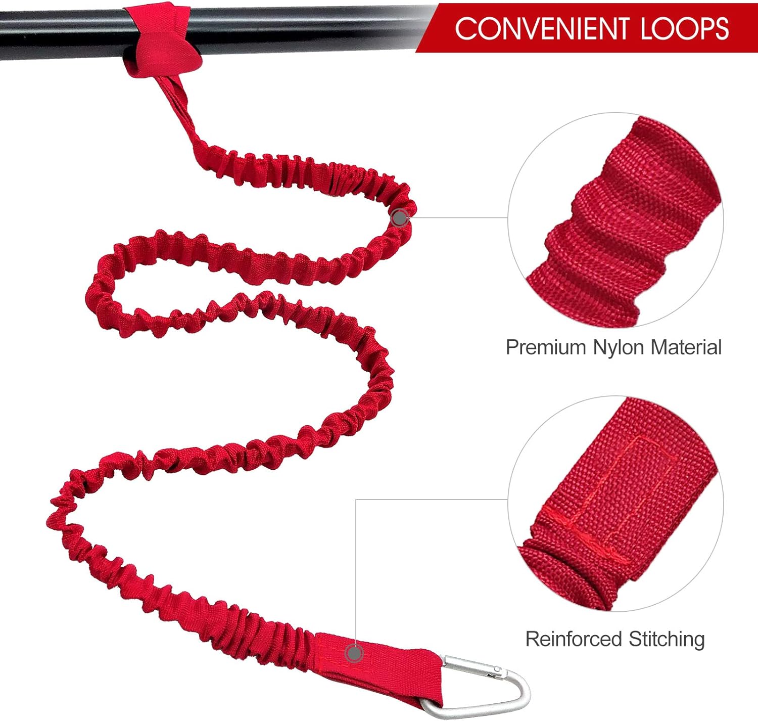 LIXADA Paquete de 4 correas de kayak para kayak, ligeras, elásticas, enrolladas, para caña de kayak, correa para S U P, canotaje, pesca, kayak